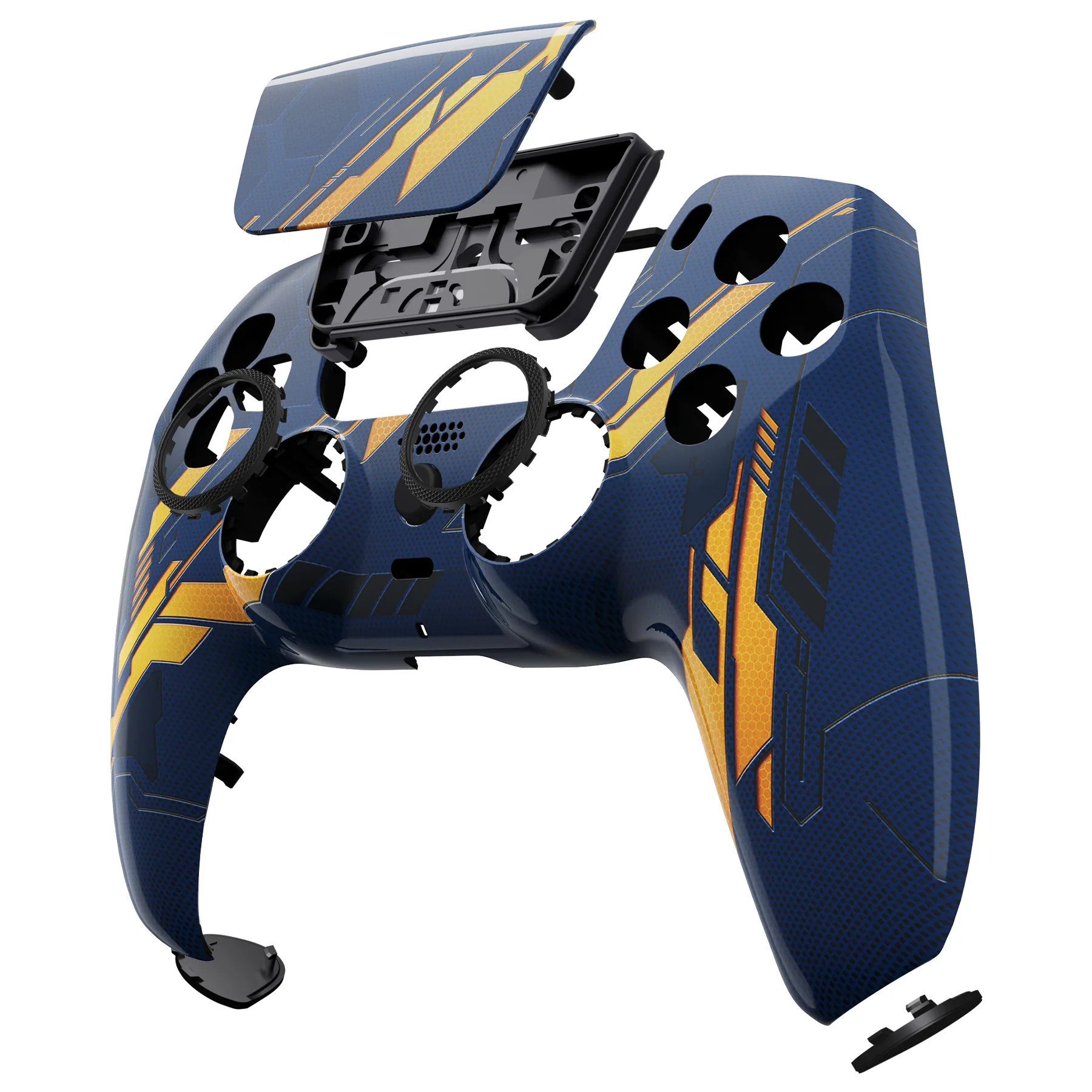 eXtremeRate LUNA Redesigned Replacement Front Shell with Touchpad Compatible with PS5 Controller BDM-010/020/030/040/050 - Glow in Dark Mecha - Orange - Image 13
