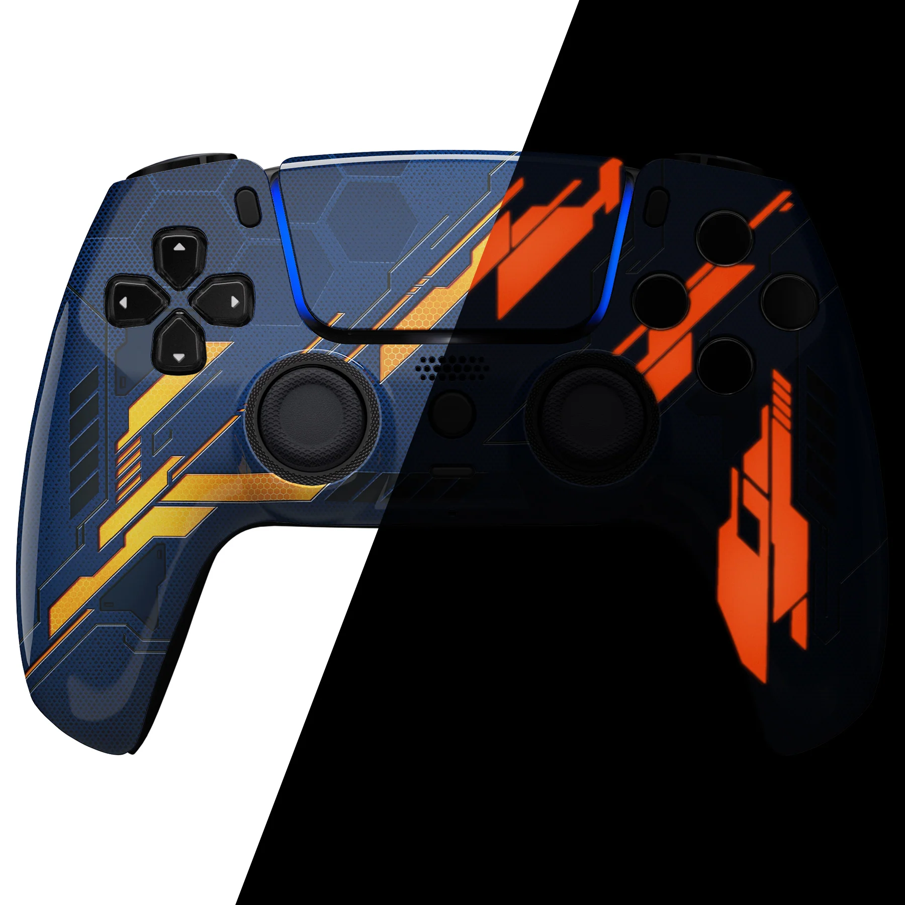eXtremeRate LUNA Redesigned Replacement Front Shell with Touchpad Compatible with PS5 Controller BDM-010/020/030/040/050 - Glow in Dark Mecha - Orange - Image 2
