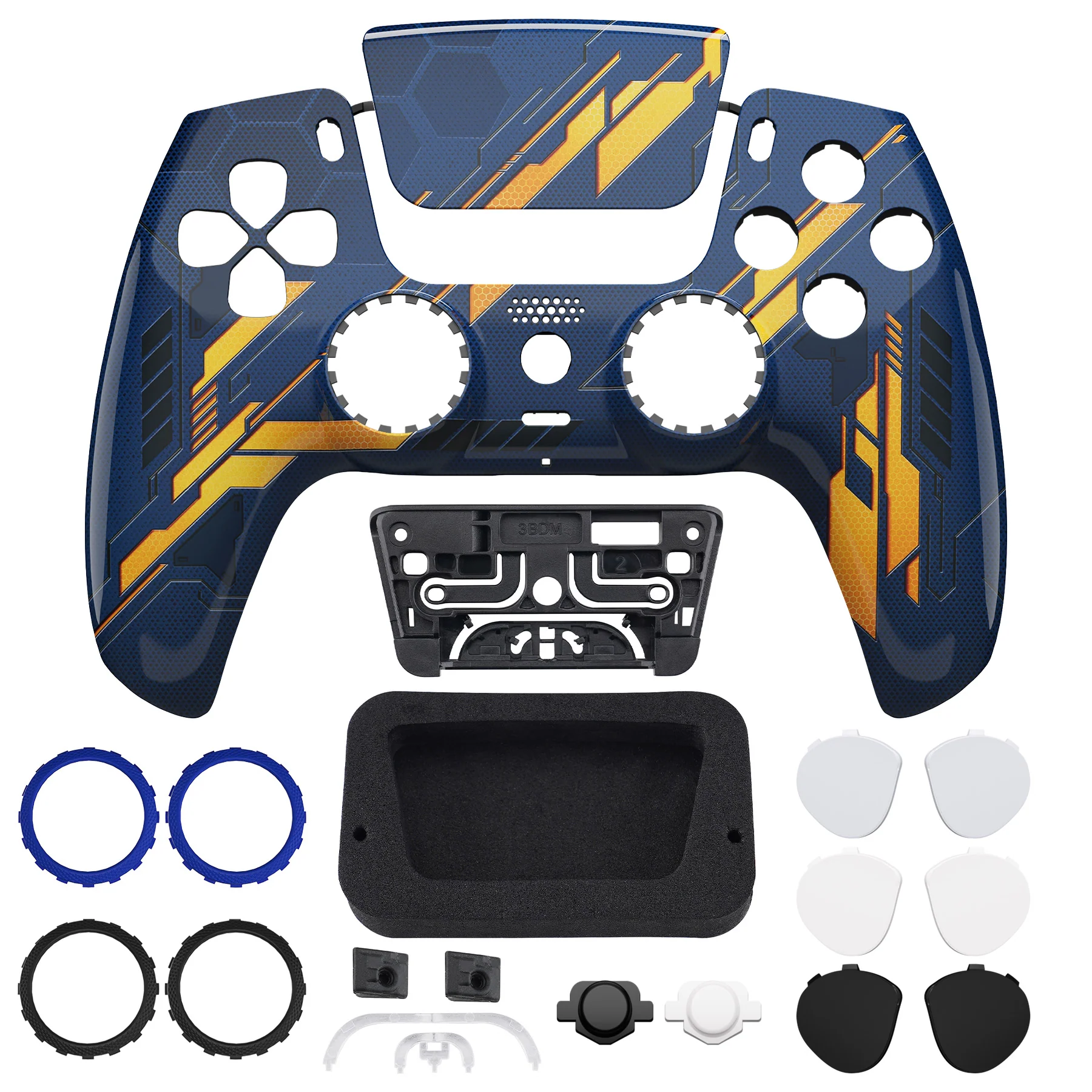 eXtremeRate LUNA Redesigned Replacement Front Shell with Touchpad Compatible with PS5 Controller BDM-010/020/030/040/050 - Glow in Dark Mecha - Orange - Image 4