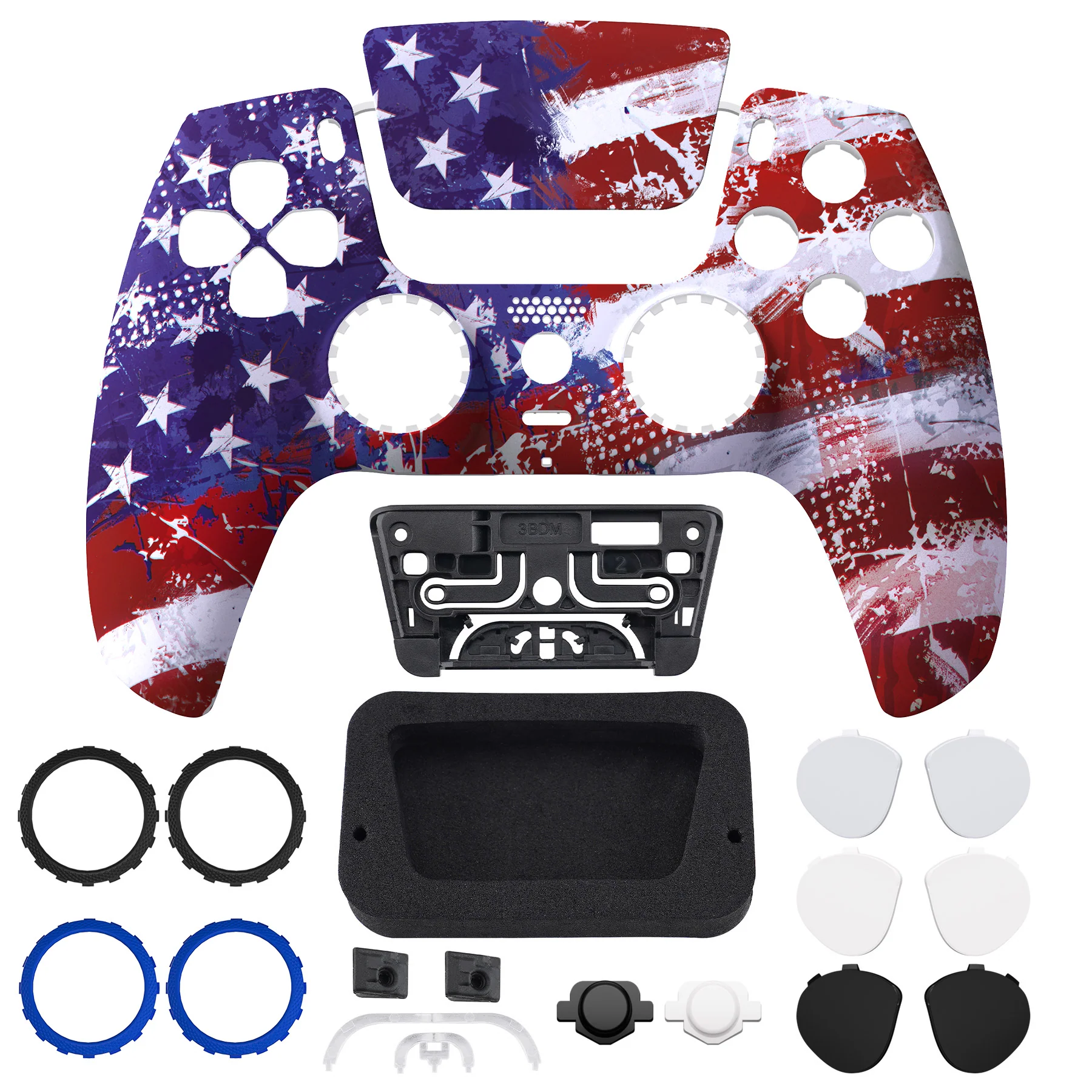 eXtremeRate LUNA Redesigned Replacement Front Shell with Touchpad Compatible with PS5 Controller BDM-010/020/030/040/050 - Impression US Flag - Image 4
