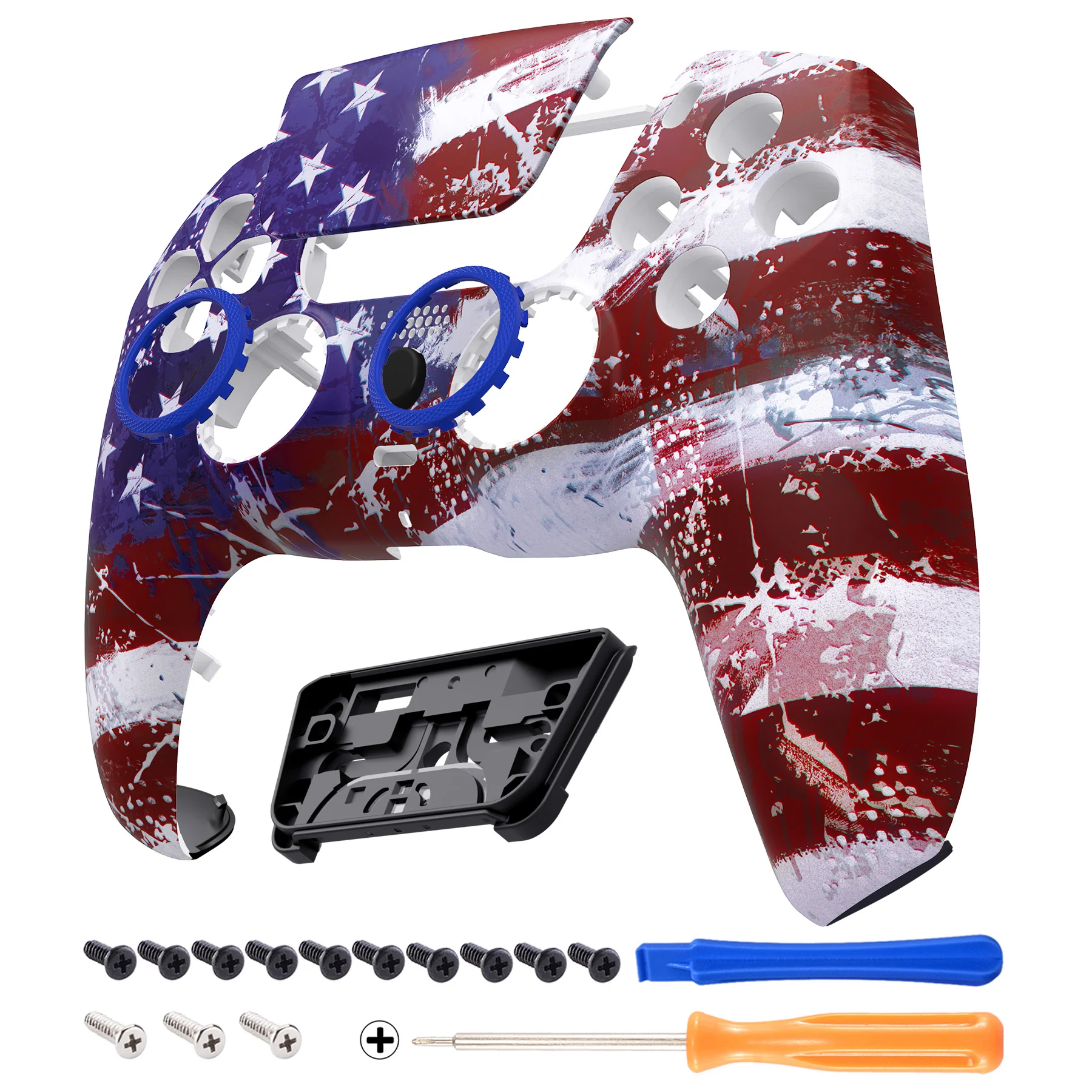 eXtremeRate LUNA Redesigned Replacement Front Shell with Touchpad Compatible with PS5 Controller BDM-010/020/030/040/050 - Impression US Flag - Image 8