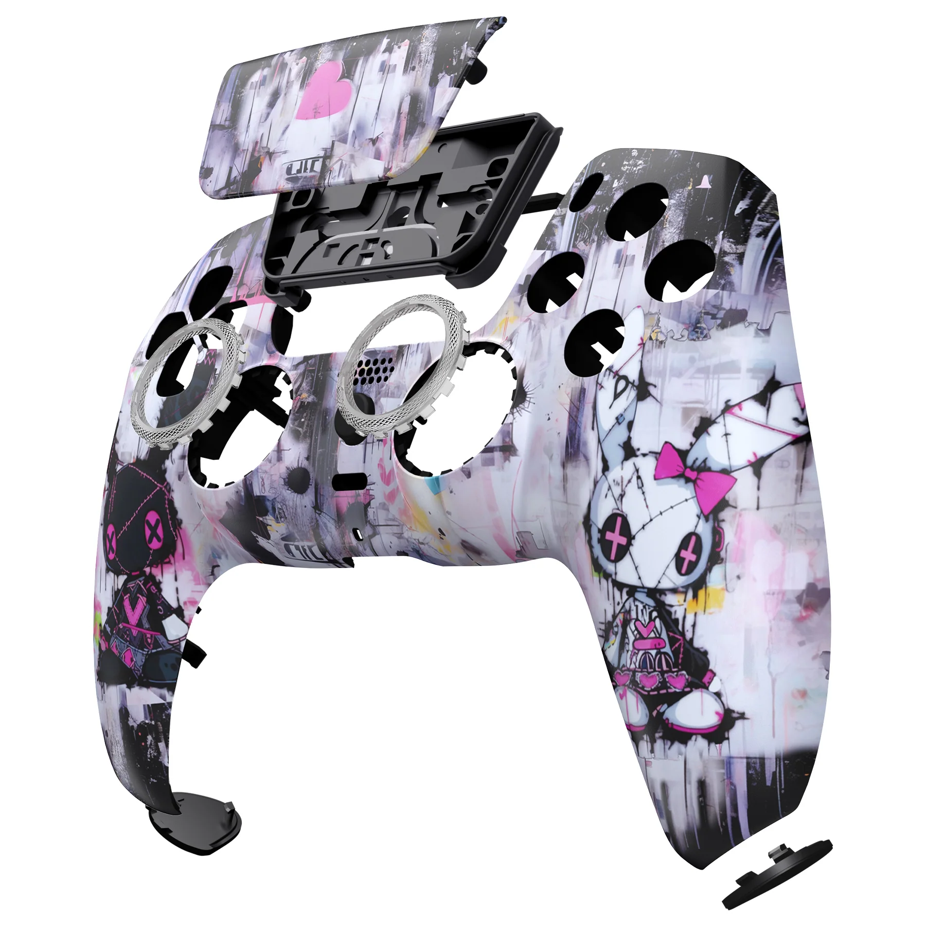 eXtremeRate LUNA Redesigned Replacement Front Shell with Touchpad Compatible with PS5 Controller BDM-010/020/030/040/050/060 - Lovely Punky Bunny - Image 11
