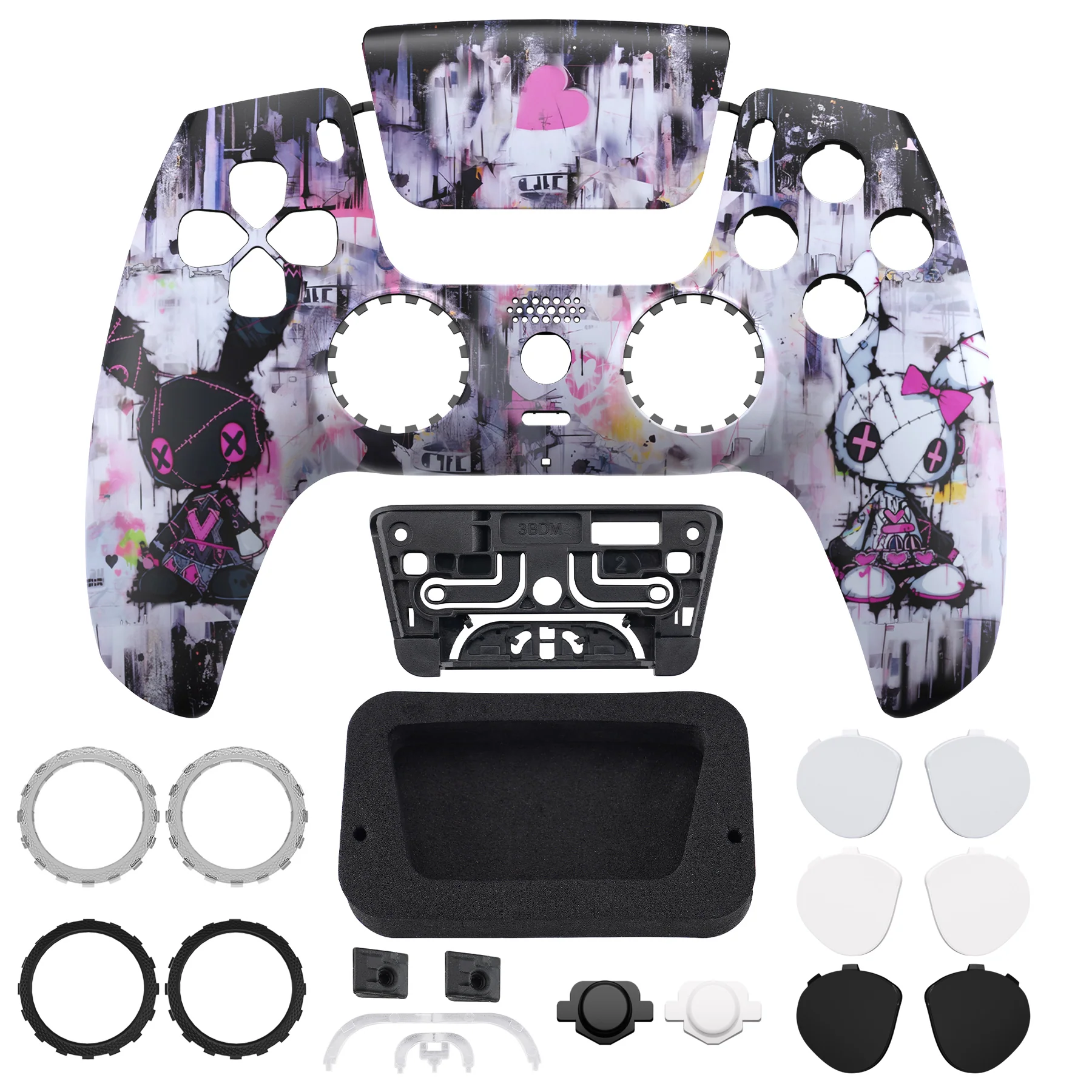 eXtremeRate LUNA Redesigned Replacement Front Shell with Touchpad Compatible with PS5 Controller BDM-010/020/030/040/050/060 - Lovely Punky Bunny - Image 4
