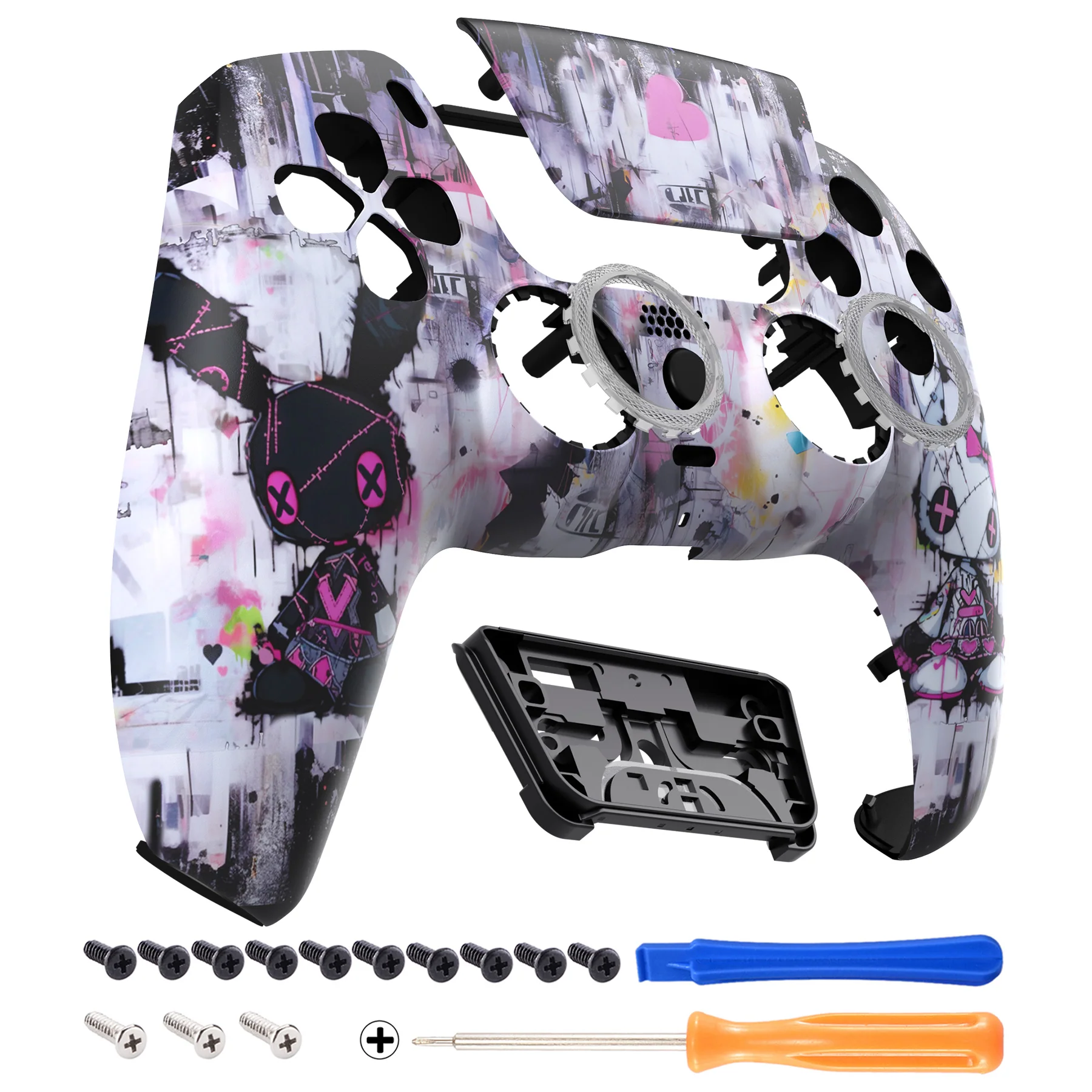 eXtremeRate LUNA Redesigned Replacement Front Shell with Touchpad Compatible with PS5 Controller BDM-010/020/030/040/050/060 - Lovely Punky Bunny - Image 8