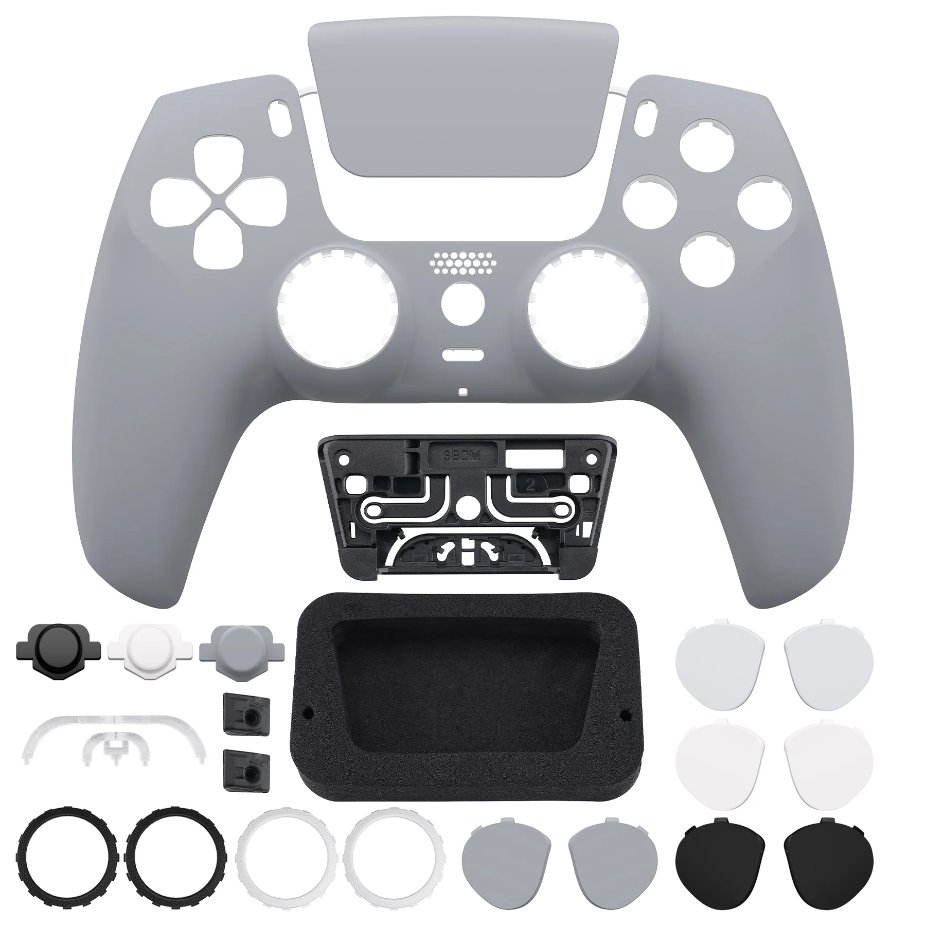 eXtremeRate LUNA Redesigned Replacement Front Shell with Touchpad Compatible with PS5 Controller BDM-010/020/030/040/050 - New Hope Gray - Image 4