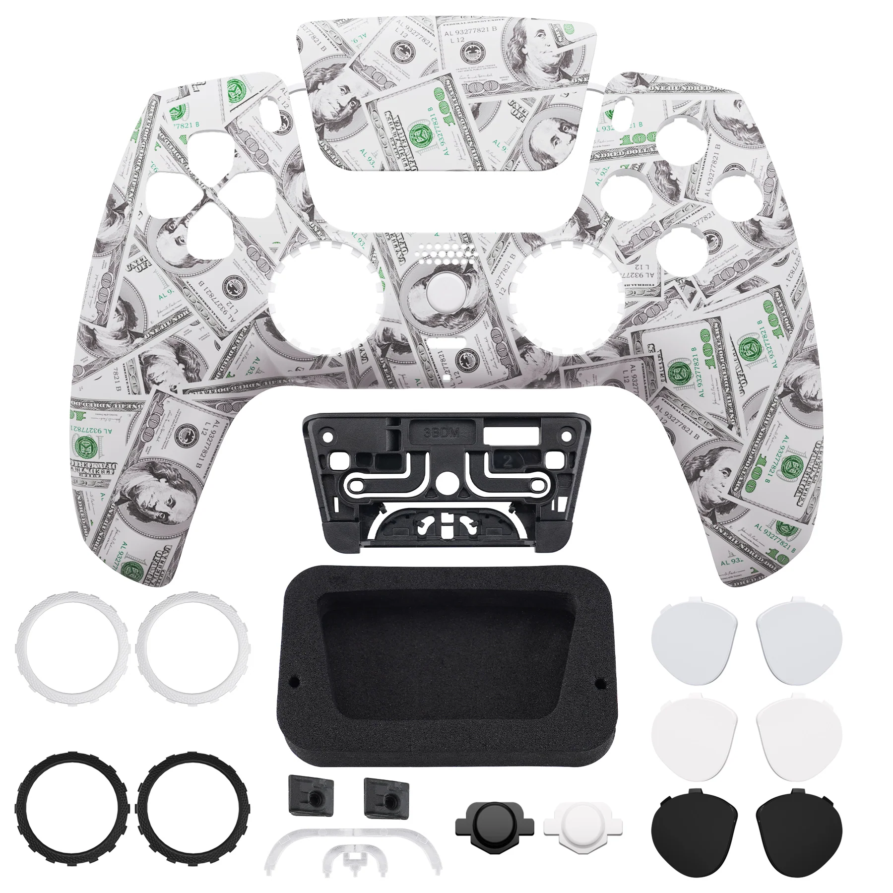 eXtremeRate LUNA Redesigned Replacement Front Shell with Touchpad Compatible with PS5 Controller BDM-010/020/030/040/050 - The $100 Cash Money - Image 4