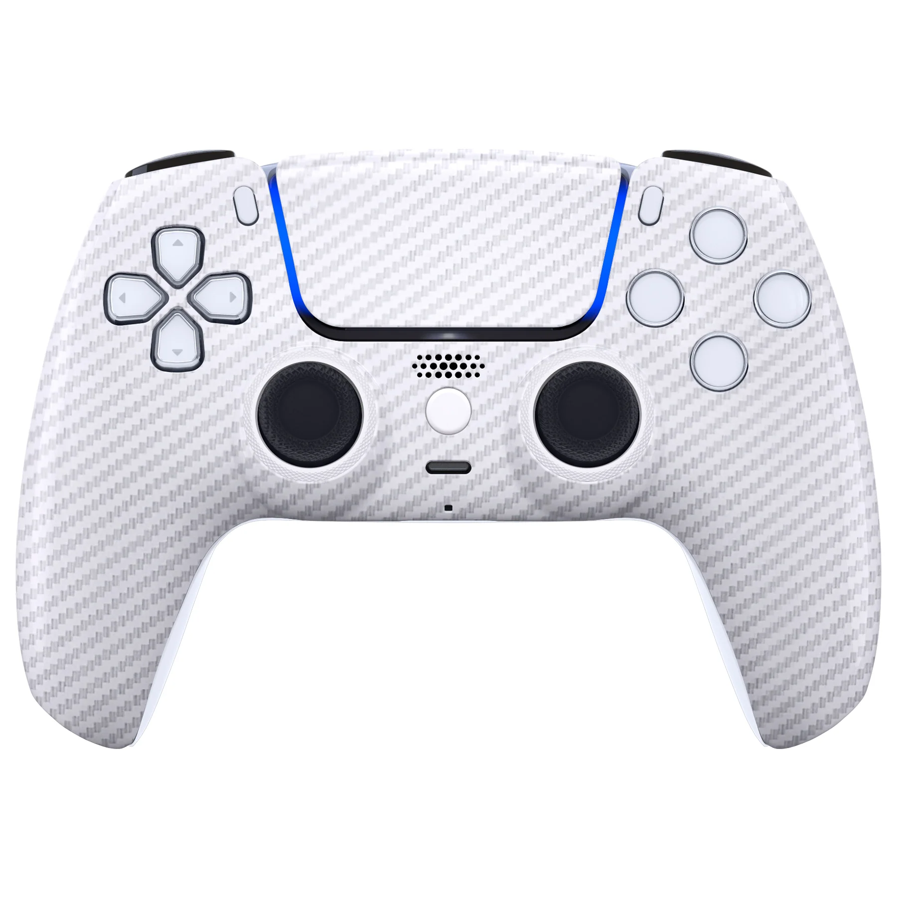 eXtremeRate LUNA Redesigned Replacement Front Shell with Touchpad Compatible with PS5 Controller BDM-010/020/030/040/050 - White Silver Carbon Fiber - Image 2