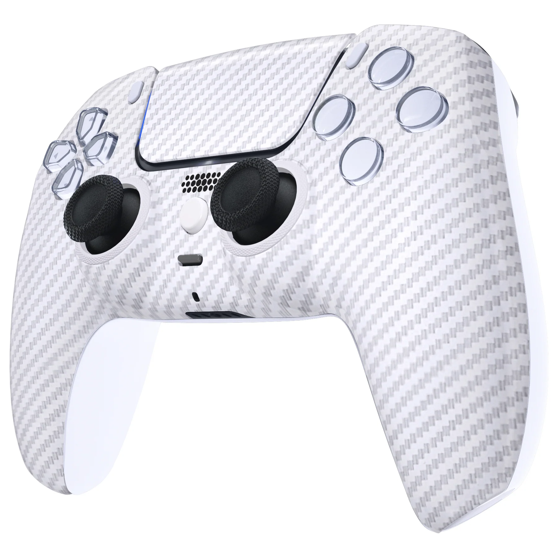 eXtremeRate LUNA Redesigned Replacement Front Shell with Touchpad Compatible with PS5 Controller BDM-010/020/030/040/050 - White Silver Carbon Fiber - Image 5