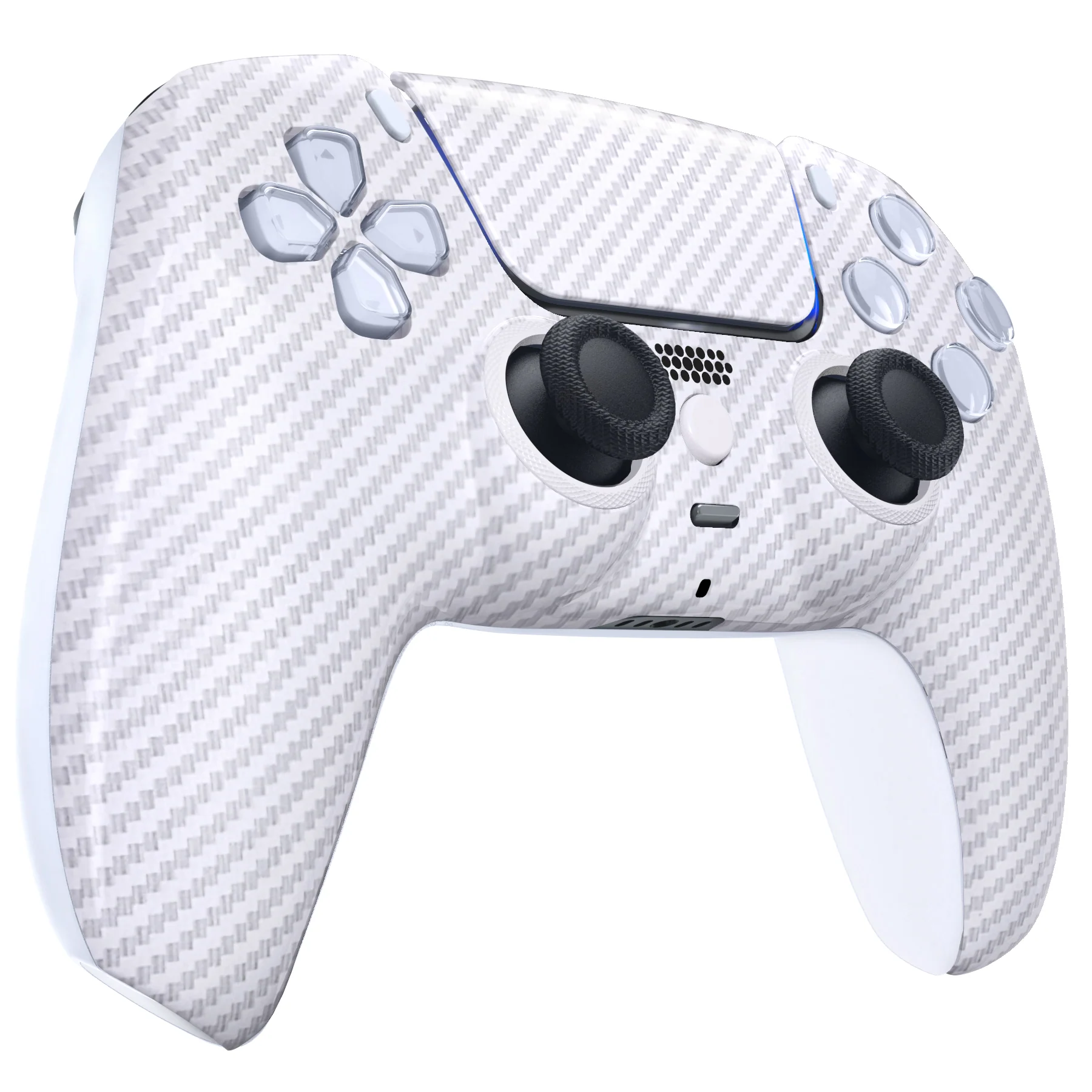 eXtremeRate LUNA Redesigned Replacement Front Shell with Touchpad Compatible with PS5 Controller BDM-010/020/030/040/050 - White Silver Carbon Fiber - Image 6