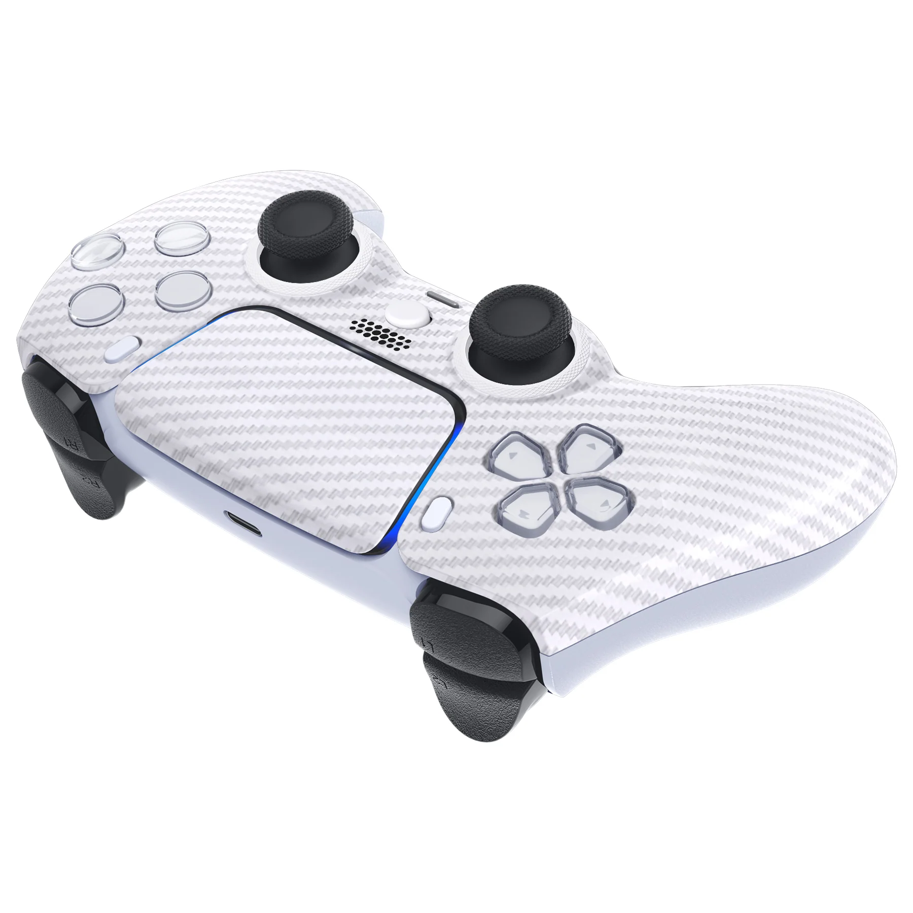 eXtremeRate LUNA Redesigned Replacement Front Shell with Touchpad Compatible with PS5 Controller BDM-010/020/030/040/050 - White Silver Carbon Fiber - Image 7