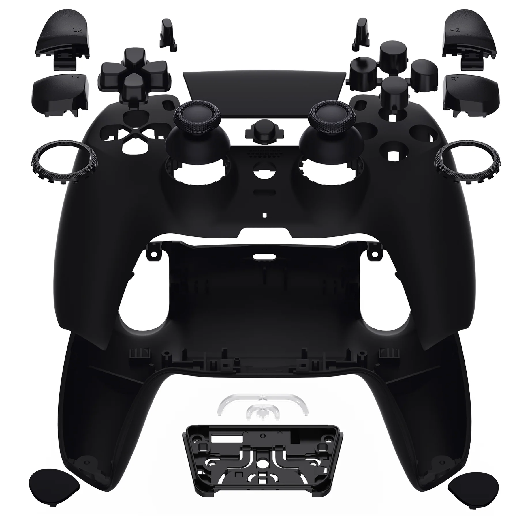 eXtremeRate LUNA Redesigned Replacement Full Set Shells with Buttons Compatible with PS5 Controller BDM-030/040/050/060 - Black - Image 6