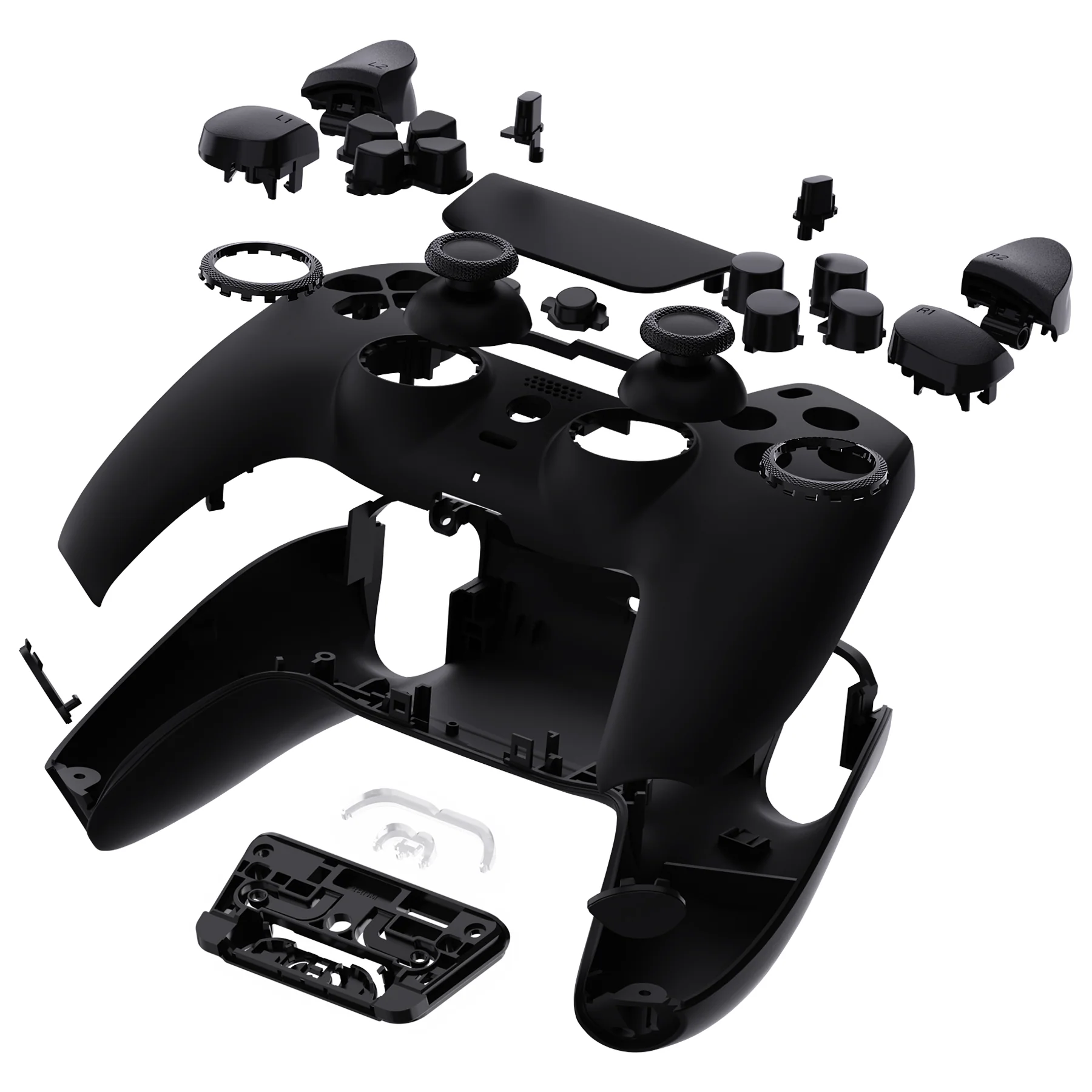 eXtremeRate LUNA Redesigned Replacement Full Set Shells with Buttons Compatible with PS5 Controller BDM-030/040/050/060 - Black - Image 7