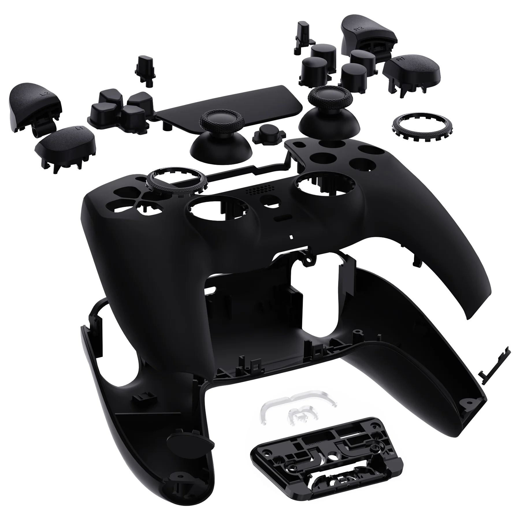 eXtremeRate LUNA Redesigned Replacement Full Set Shells with Buttons Compatible with PS5 Controller BDM-030/040/050/060 - Black - Image 8