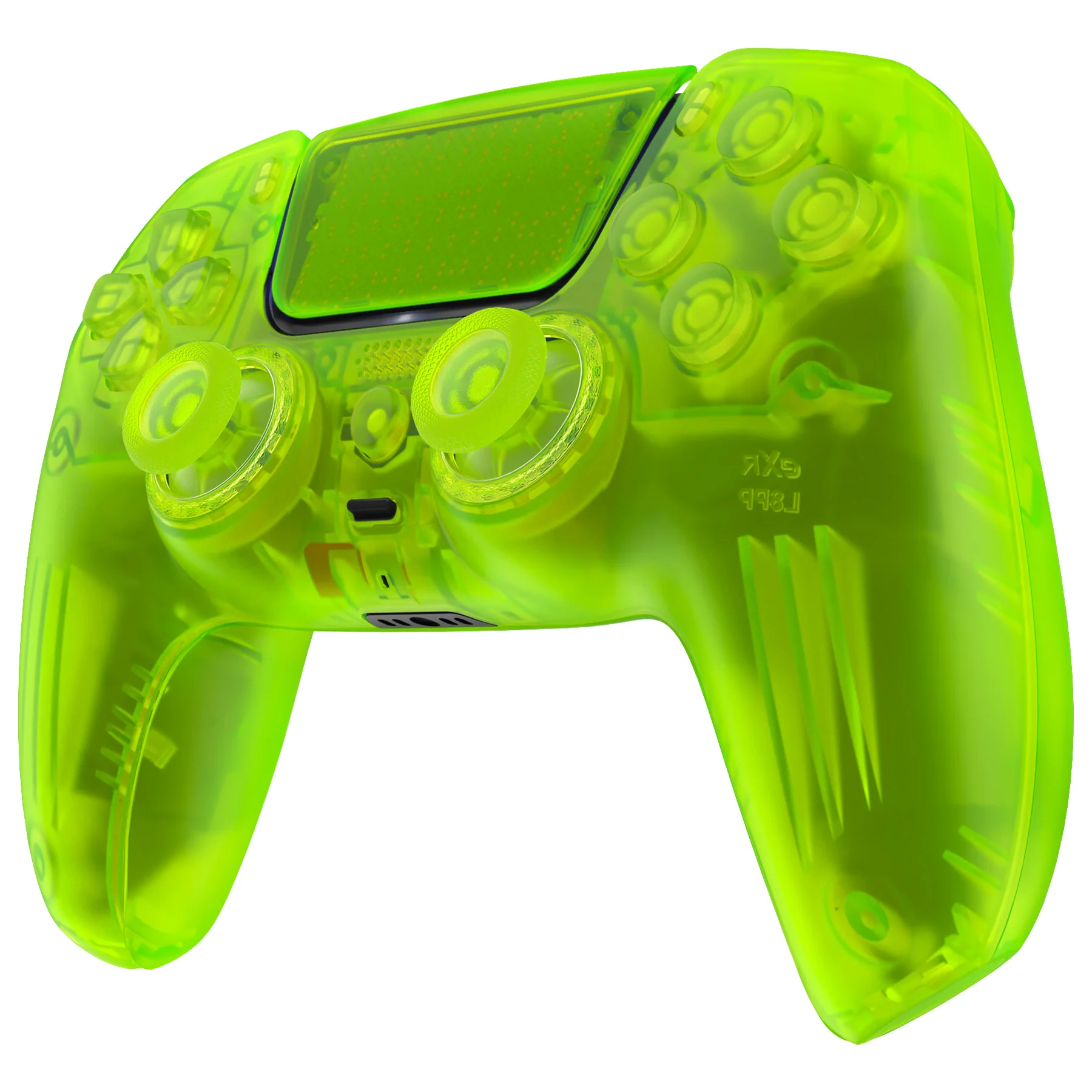eXtremeRate LUNA Redesigned Replacement Full Set Shells with Buttons Compatible with PS5 Controller BDM-030/040/050 - Clear Lime Green - Image 4