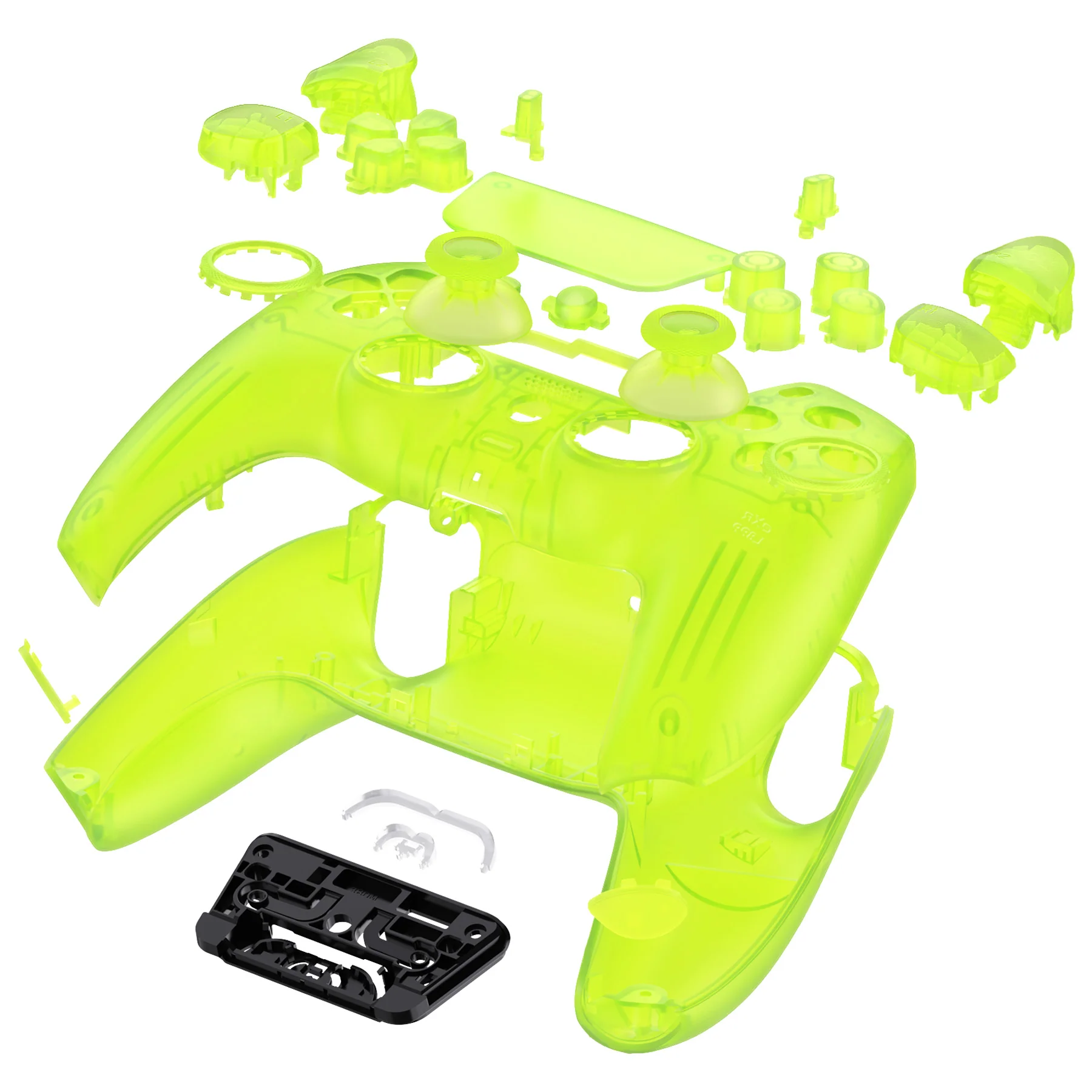 eXtremeRate LUNA Redesigned Replacement Full Set Shells with Buttons Compatible with PS5 Controller BDM-030/040/050 - Clear Lime Green - Image 7