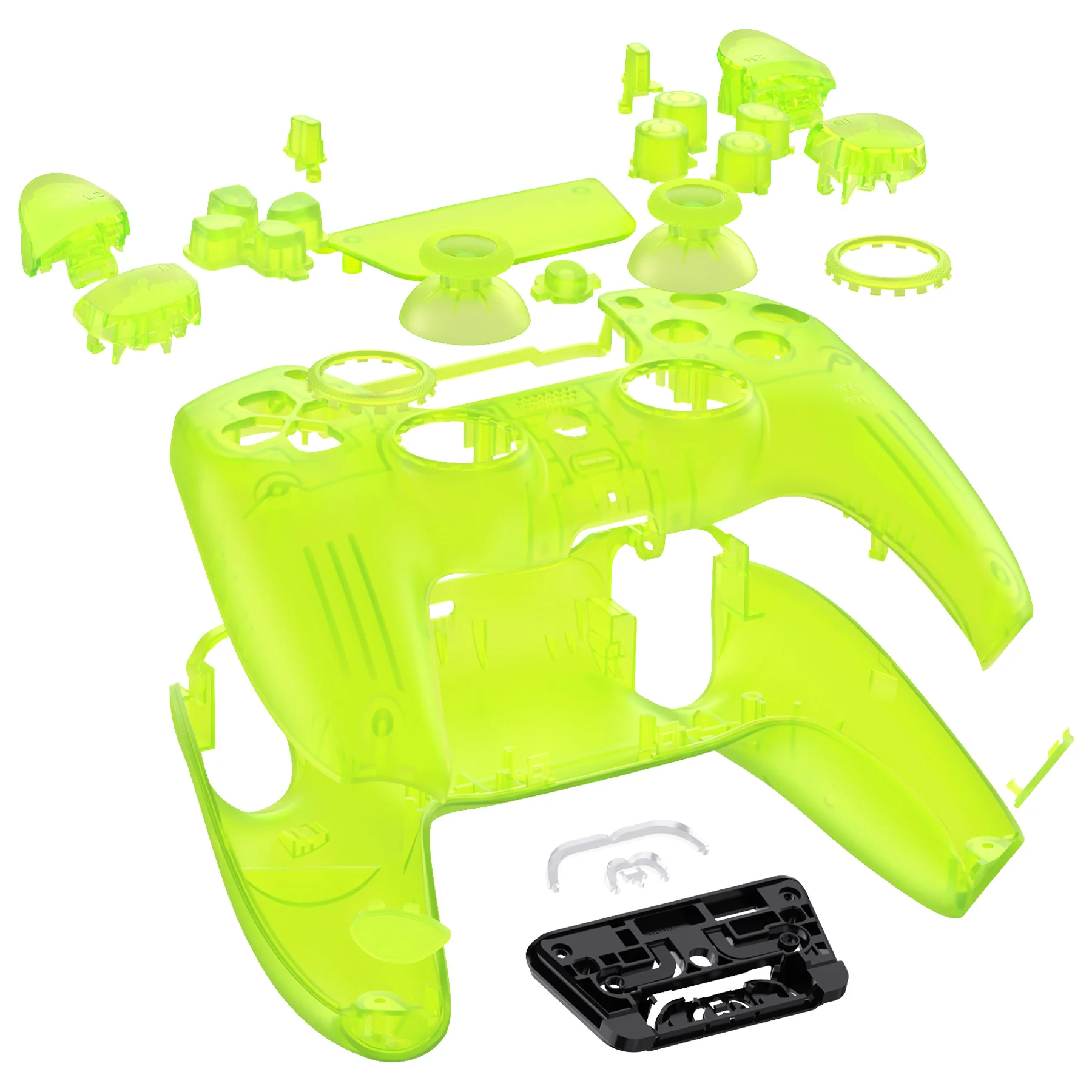 eXtremeRate LUNA Redesigned Replacement Full Set Shells with Buttons Compatible with PS5 Controller BDM-030/040/050 - Clear Lime Green - Image 8