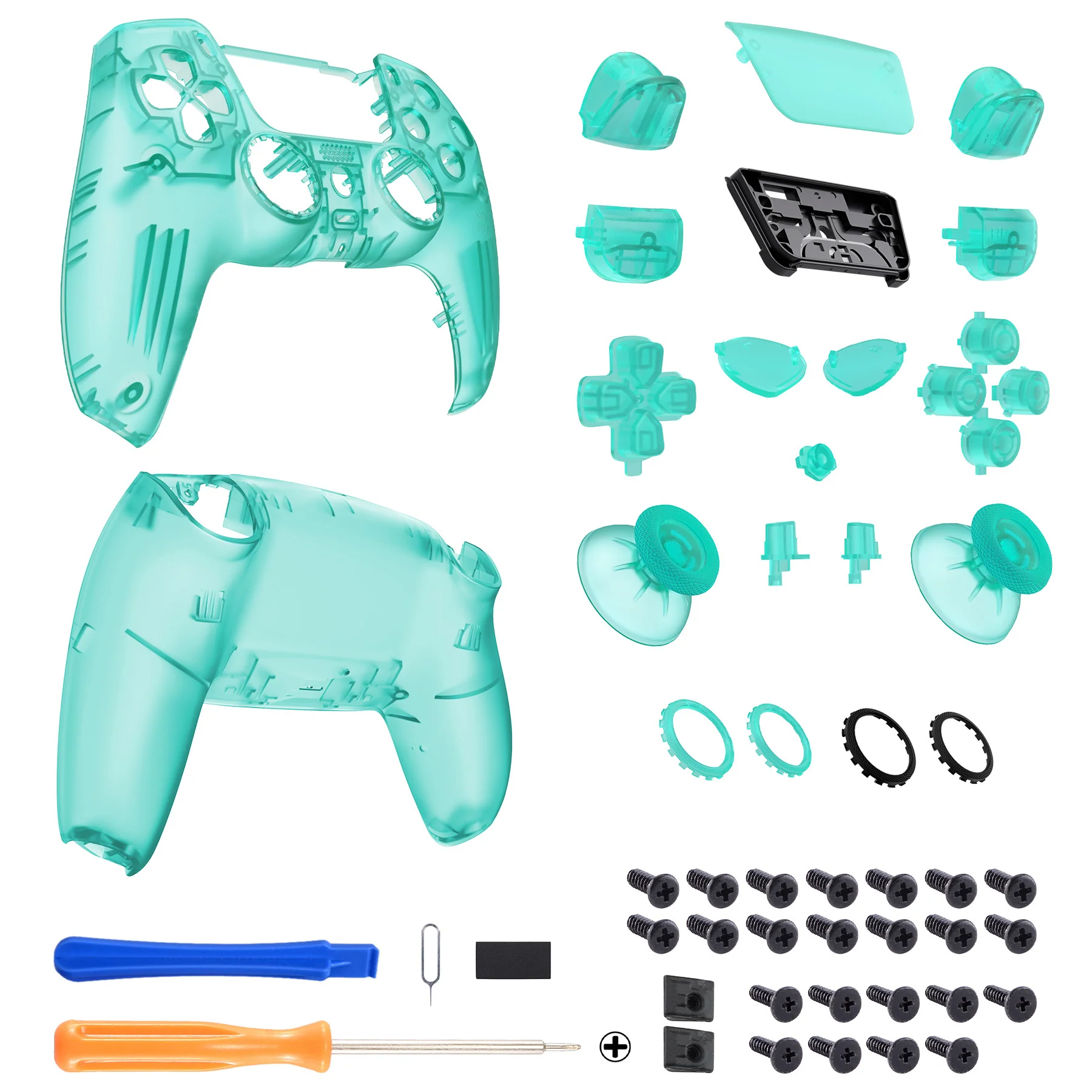 eXtremeRate LUNA Redesigned Replacement Full Set Shells with Buttons Compatible with PS5 Controller BDM-030/040/050 - Emerald Green - Image 2