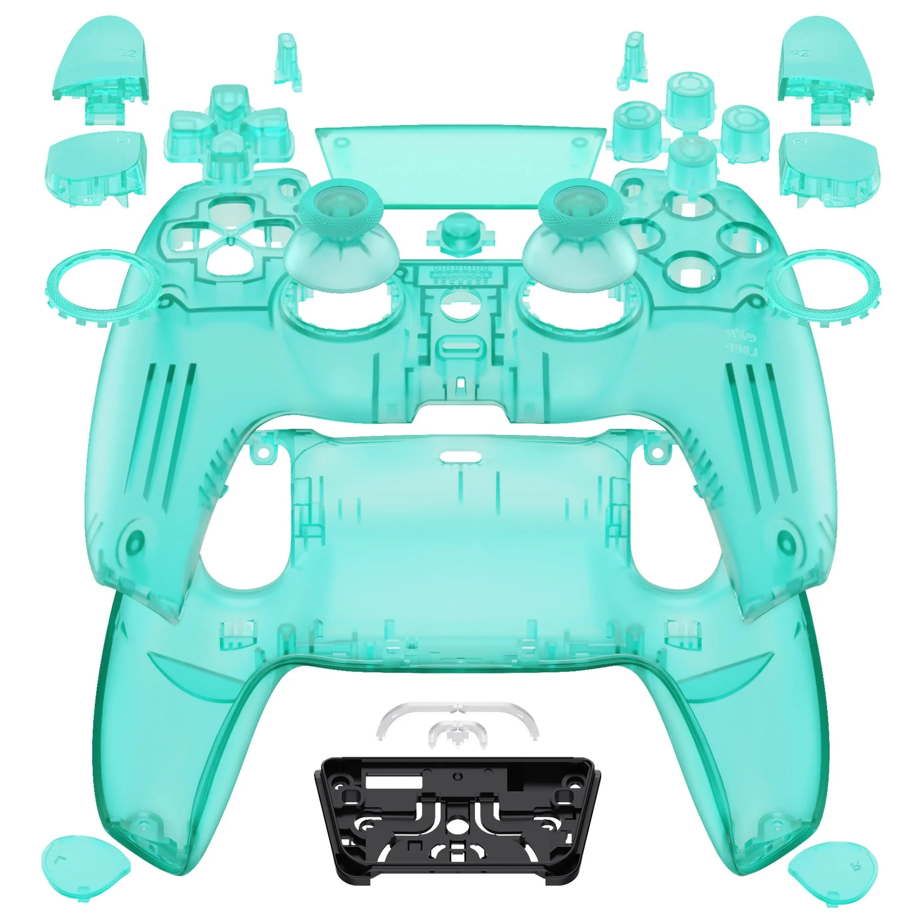 eXtremeRate LUNA Redesigned Replacement Full Set Shells with Buttons Compatible with PS5 Controller BDM-030/040/050 - Emerald Green - Image 6