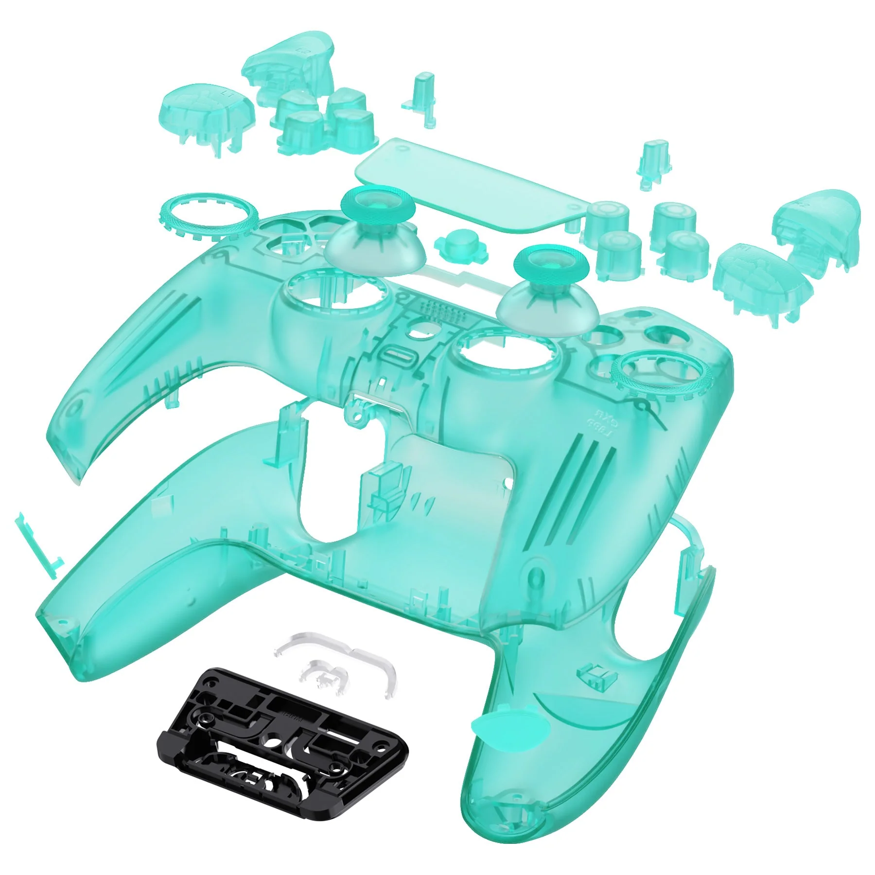 eXtremeRate LUNA Redesigned Replacement Full Set Shells with Buttons Compatible with PS5 Controller BDM-030/040/050 - Emerald Green - Image 7
