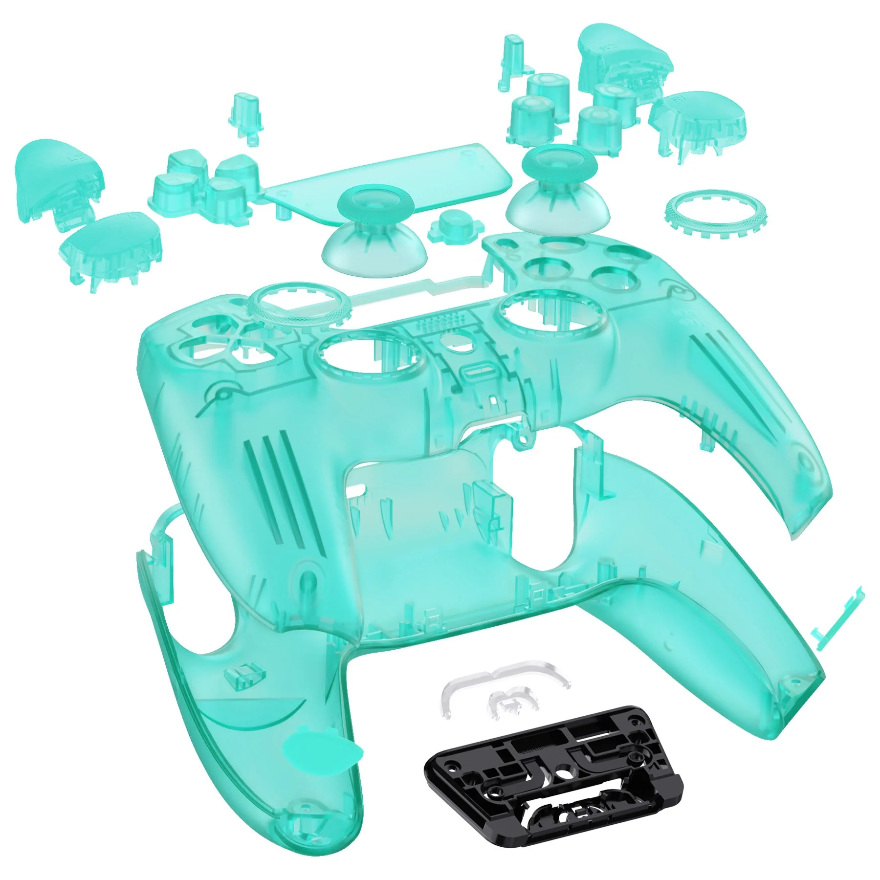 eXtremeRate LUNA Redesigned Replacement Full Set Shells with Buttons Compatible with PS5 Controller BDM-030/040/050 - Emerald Green - Image 8