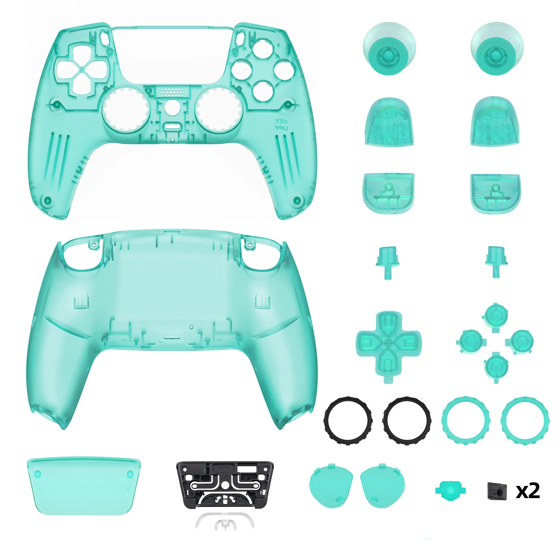 eXtremeRate LUNA Redesigned Replacement Full Set Shells with Buttons Compatible with PS5 Controller BDM-030/040/050 - Emerald Green - Image 9