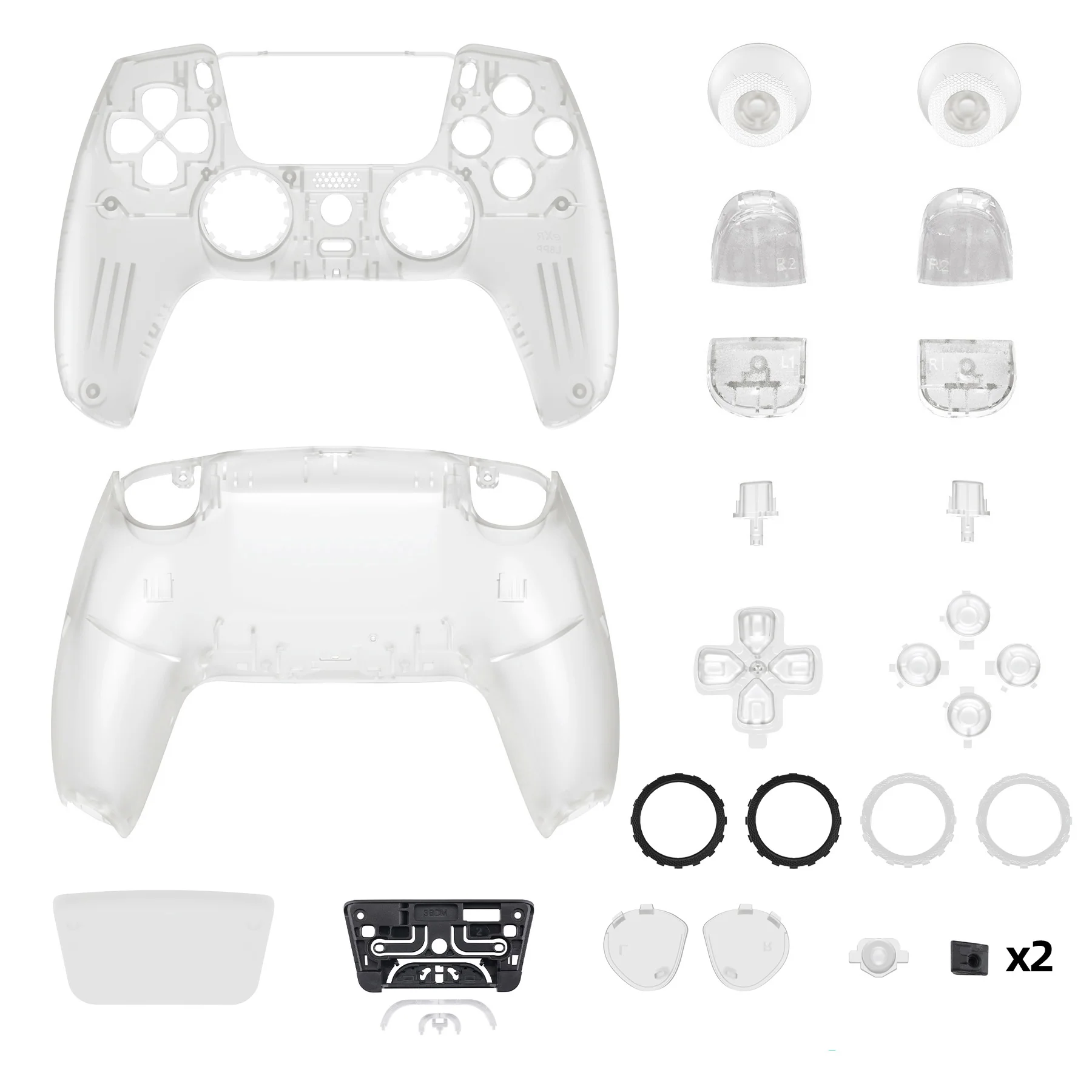 eXtremeRate LUNA Redesigned Replacement Full Set Shells with Buttons Compatible with PS5 Controller BDM-030/040/050 - Glow in Dark - Green - Image 11