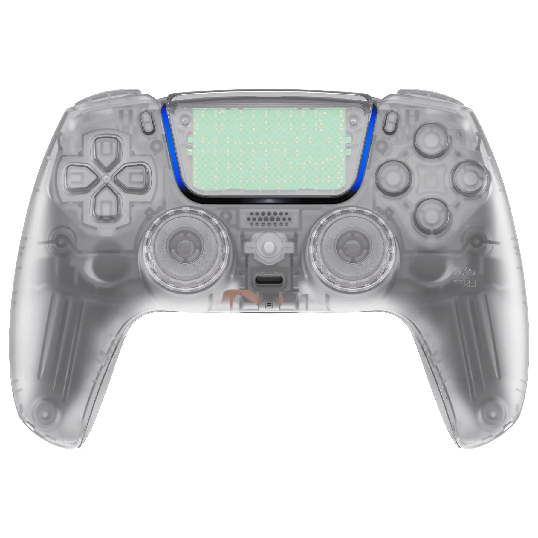eXtremeRate LUNA Redesigned Replacement Full Set Shells with Buttons Compatible with PS5 Controller BDM-030/040/050 - Glow in Dark - Green - Image 4