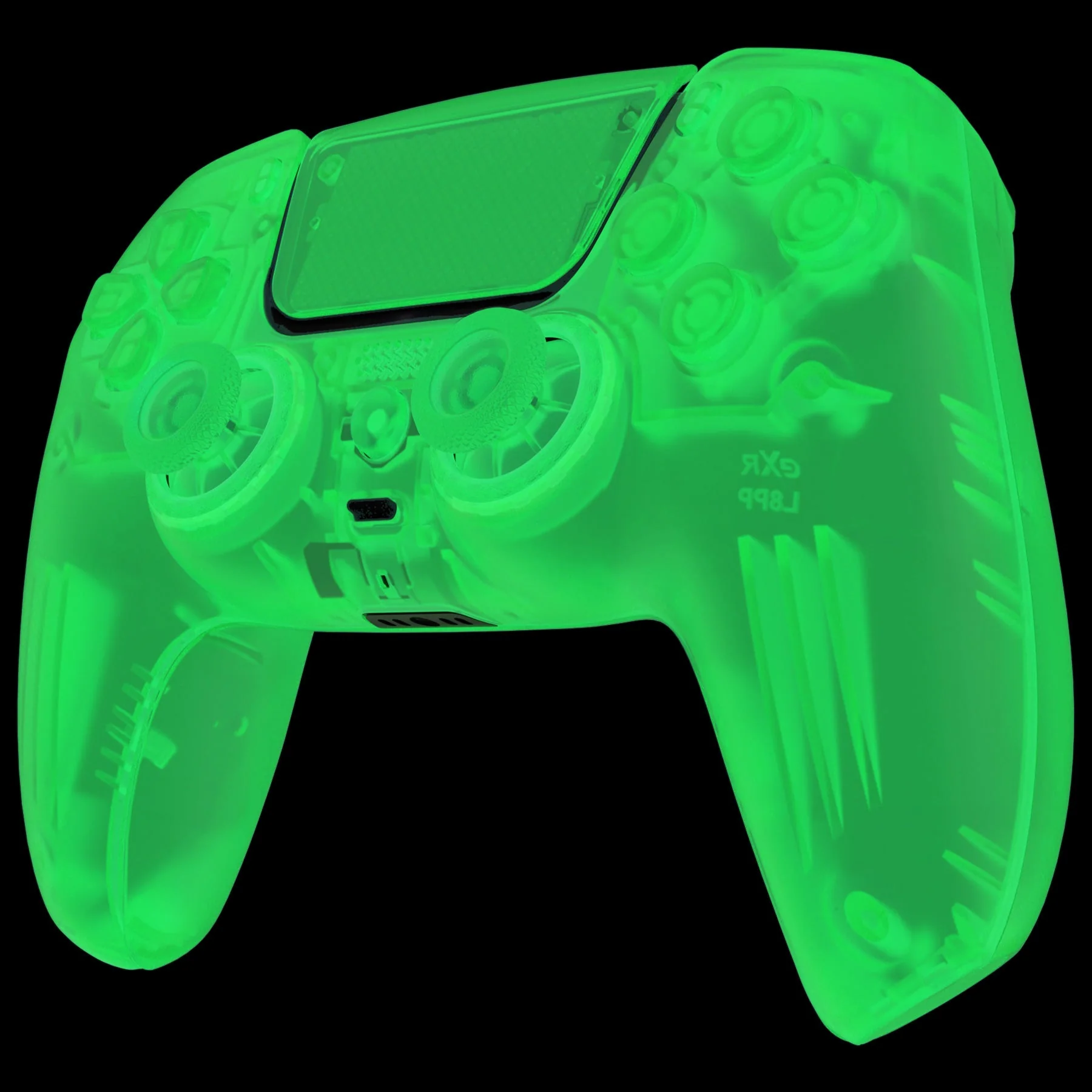 eXtremeRate LUNA Redesigned Replacement Full Set Shells with Buttons Compatible with PS5 Controller BDM-030/040/050 - Glow in Dark - Green - Image 5