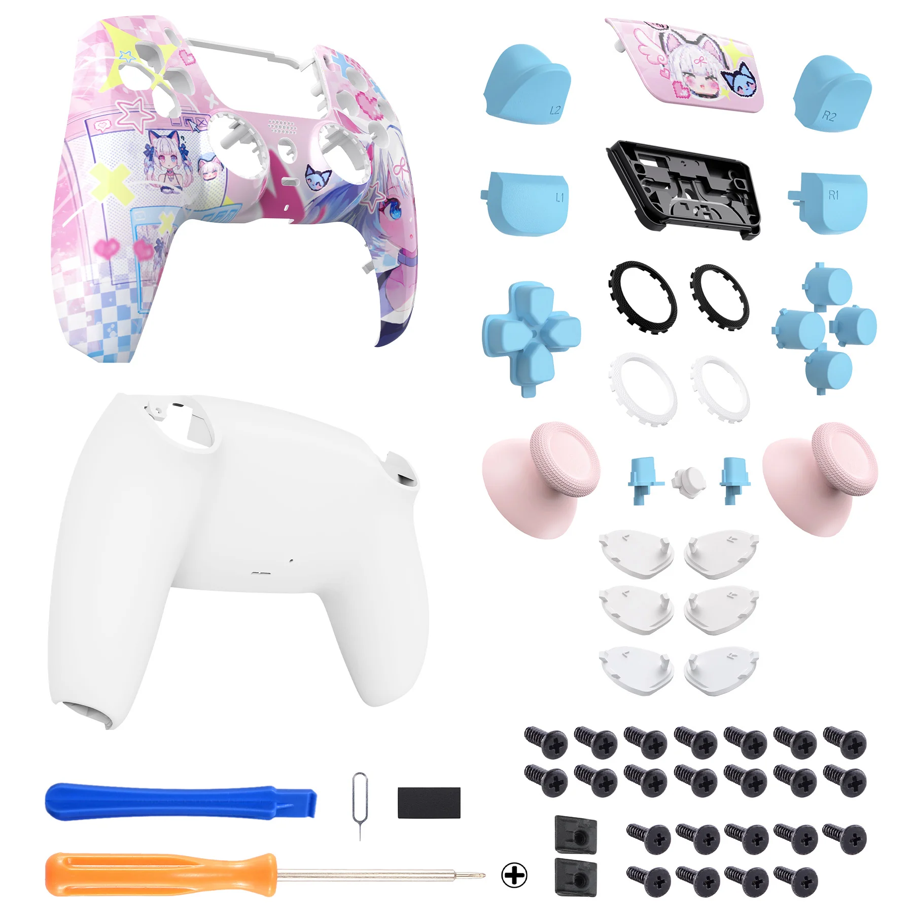 eXtremeRate LUNA Redesigned Replacement Full Set Shells with Buttons Compatible with PS5 Controller BDM-030/040/050 - MeWoow - Image 2