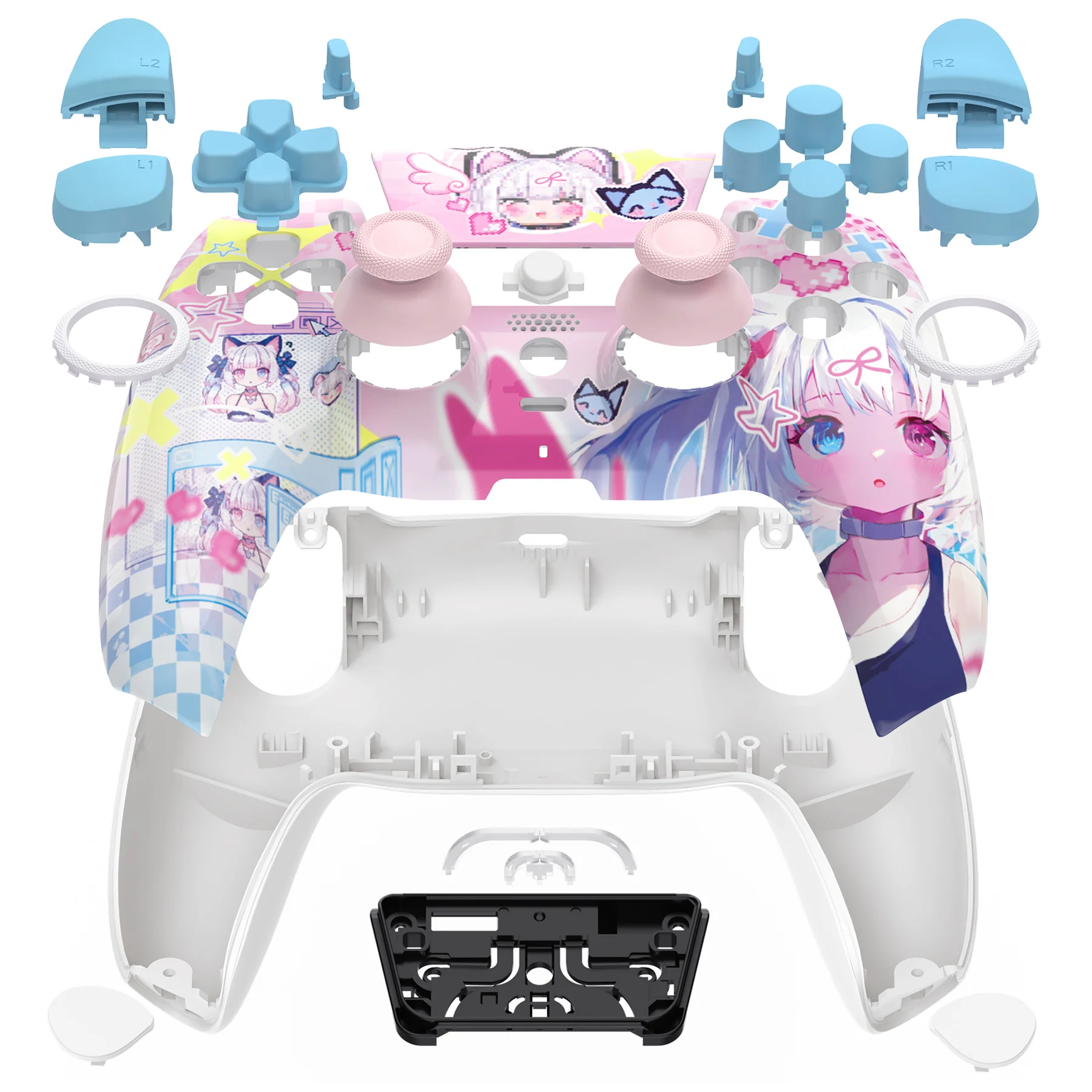 eXtremeRate LUNA Redesigned Replacement Full Set Shells with Buttons Compatible with PS5 Controller BDM-030/040/050 - MeWoow - Image 6