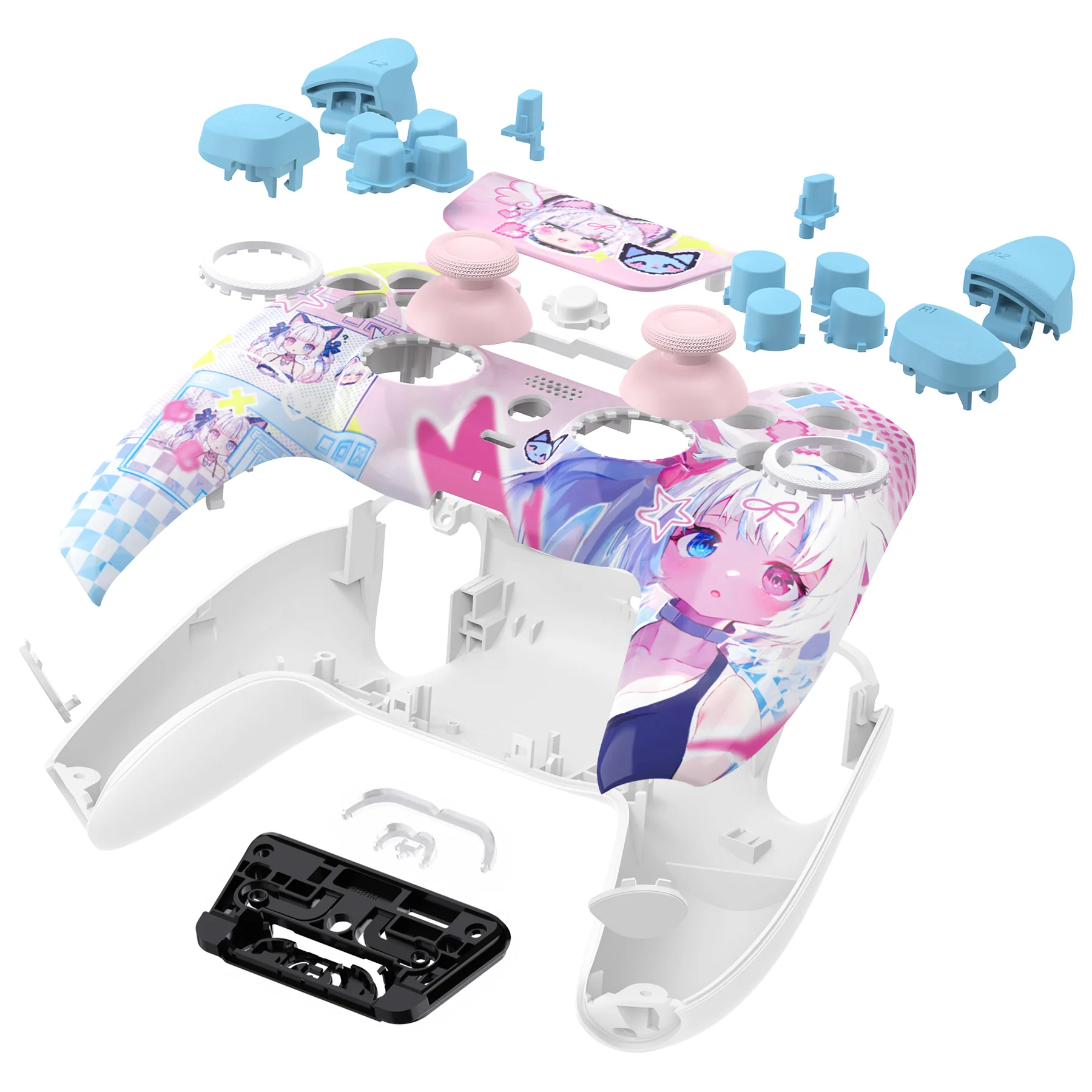 eXtremeRate LUNA Redesigned Replacement Full Set Shells with Buttons Compatible with PS5 Controller BDM-030/040/050 - MeWoow - Image 7