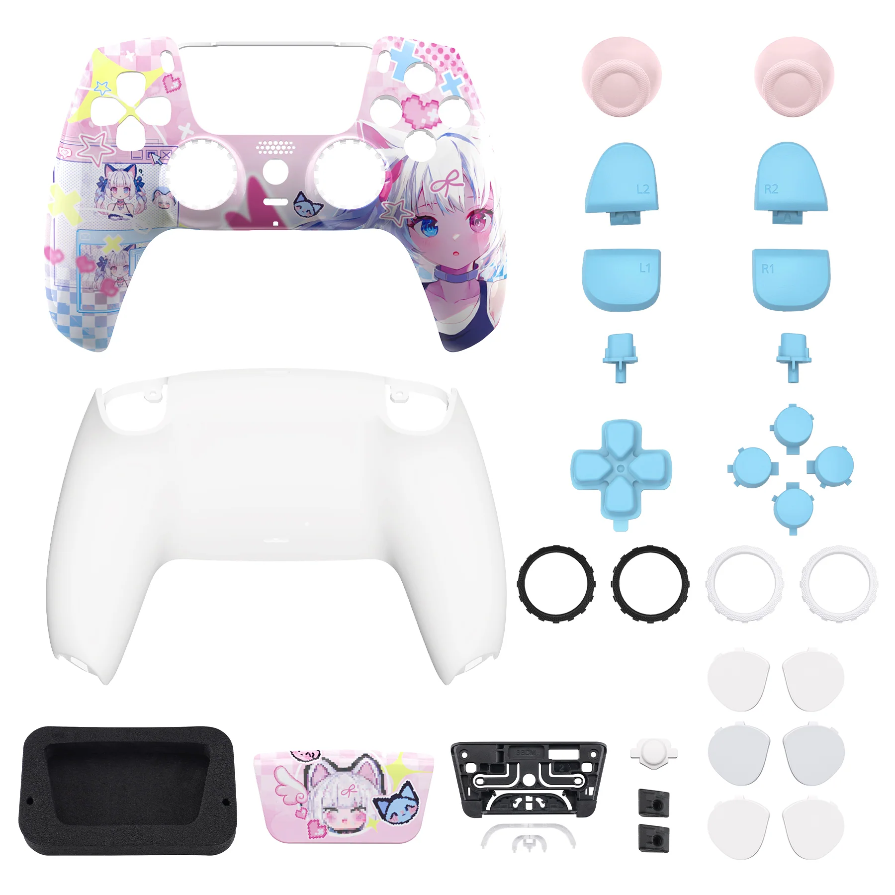 eXtremeRate LUNA Redesigned Replacement Full Set Shells with Buttons Compatible with PS5 Controller BDM-030/040/050 - MeWoow - Image 9