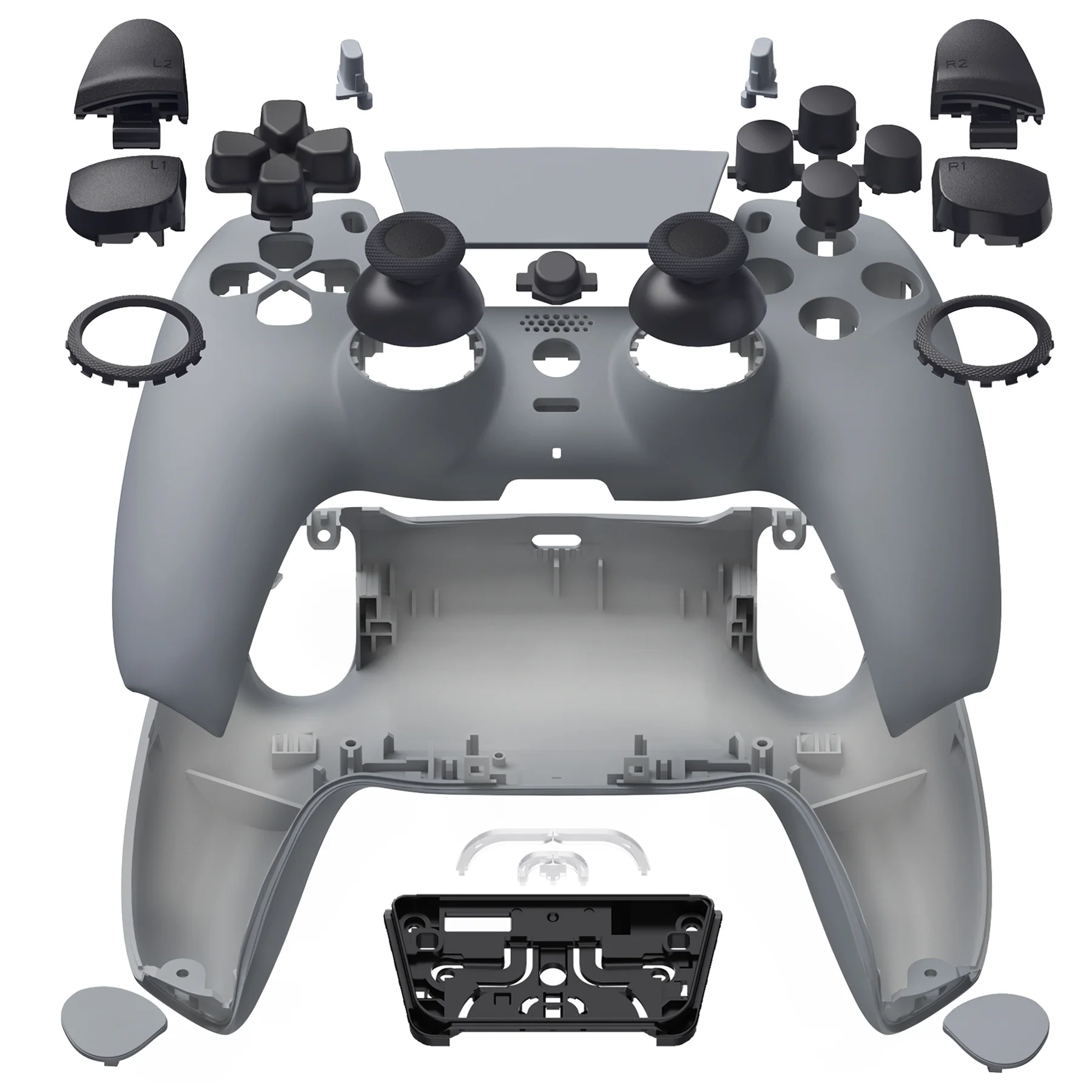 eXtremeRate LUNA Redesigned Replacement Full Set Shells with Buttons Compatible with PS5 Controller BDM-030/040/050 - New Hope Gray - Image 6