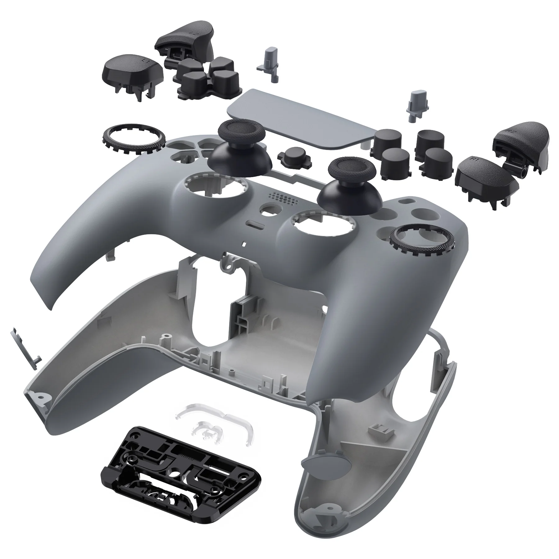 eXtremeRate LUNA Redesigned Replacement Full Set Shells with Buttons Compatible with PS5 Controller BDM-030/040/050 - New Hope Gray - Image 7