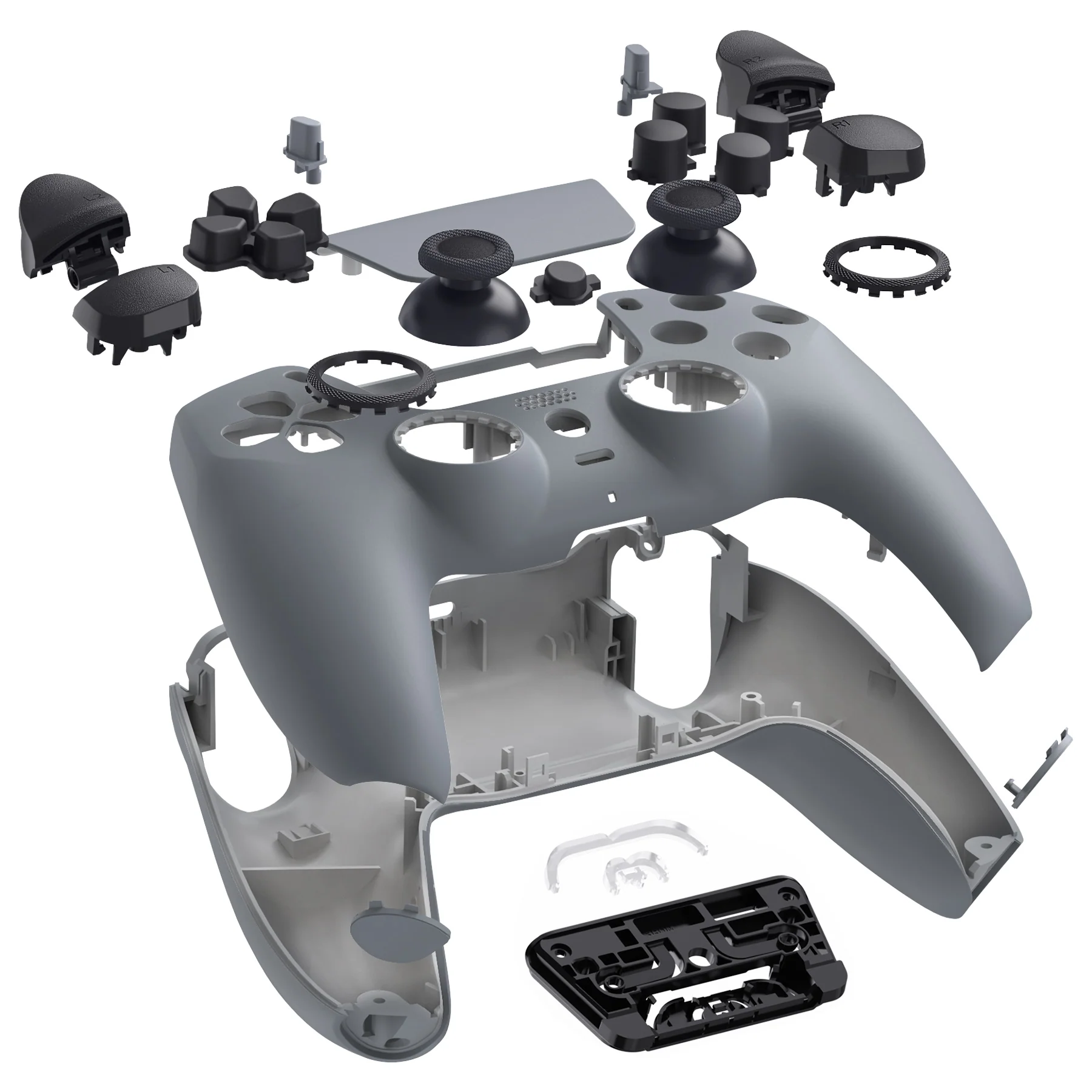eXtremeRate LUNA Redesigned Replacement Full Set Shells with Buttons Compatible with PS5 Controller BDM-030/040/050 - New Hope Gray - Image 8