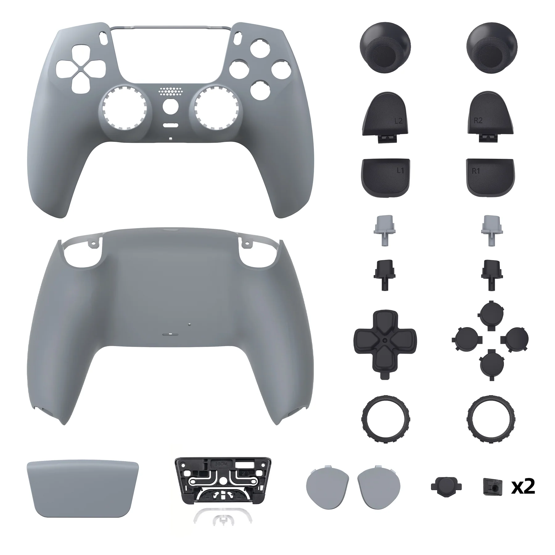 eXtremeRate LUNA Redesigned Replacement Full Set Shells with Buttons Compatible with PS5 Controller BDM-030/040/050 - New Hope Gray - Image 9