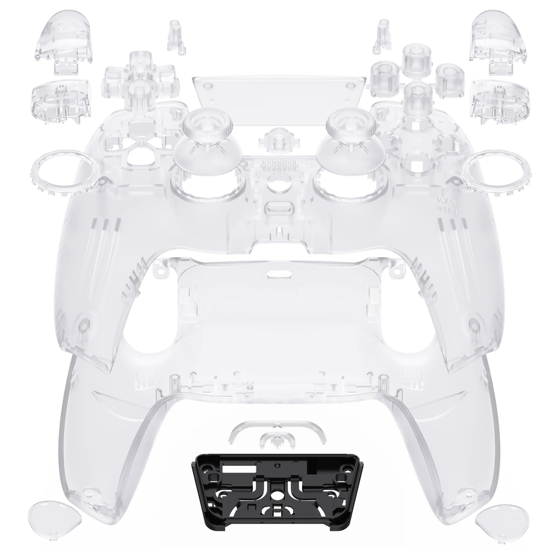 eXtremeRate LUNA Redesigned Replacement Full Set Shells with Buttons Compatible with PS5 Controller BDM-030/040/050 - Clear - Image 6