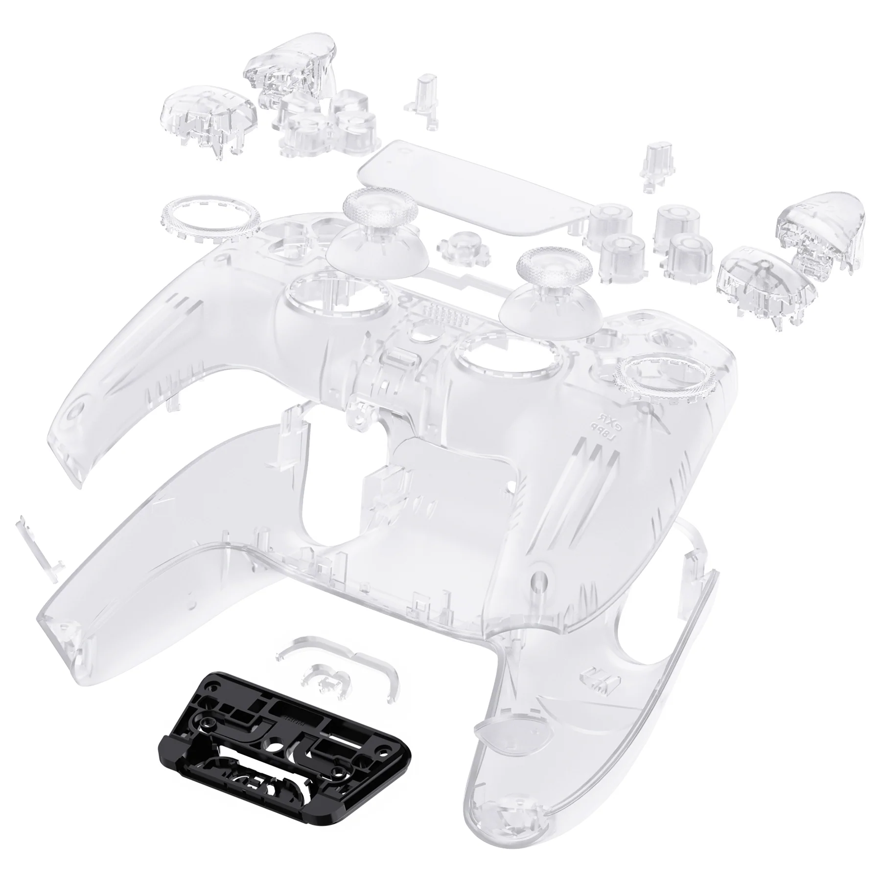 eXtremeRate LUNA Redesigned Replacement Full Set Shells with Buttons Compatible with PS5 Controller BDM-030/040/050 - Clear - Image 7
