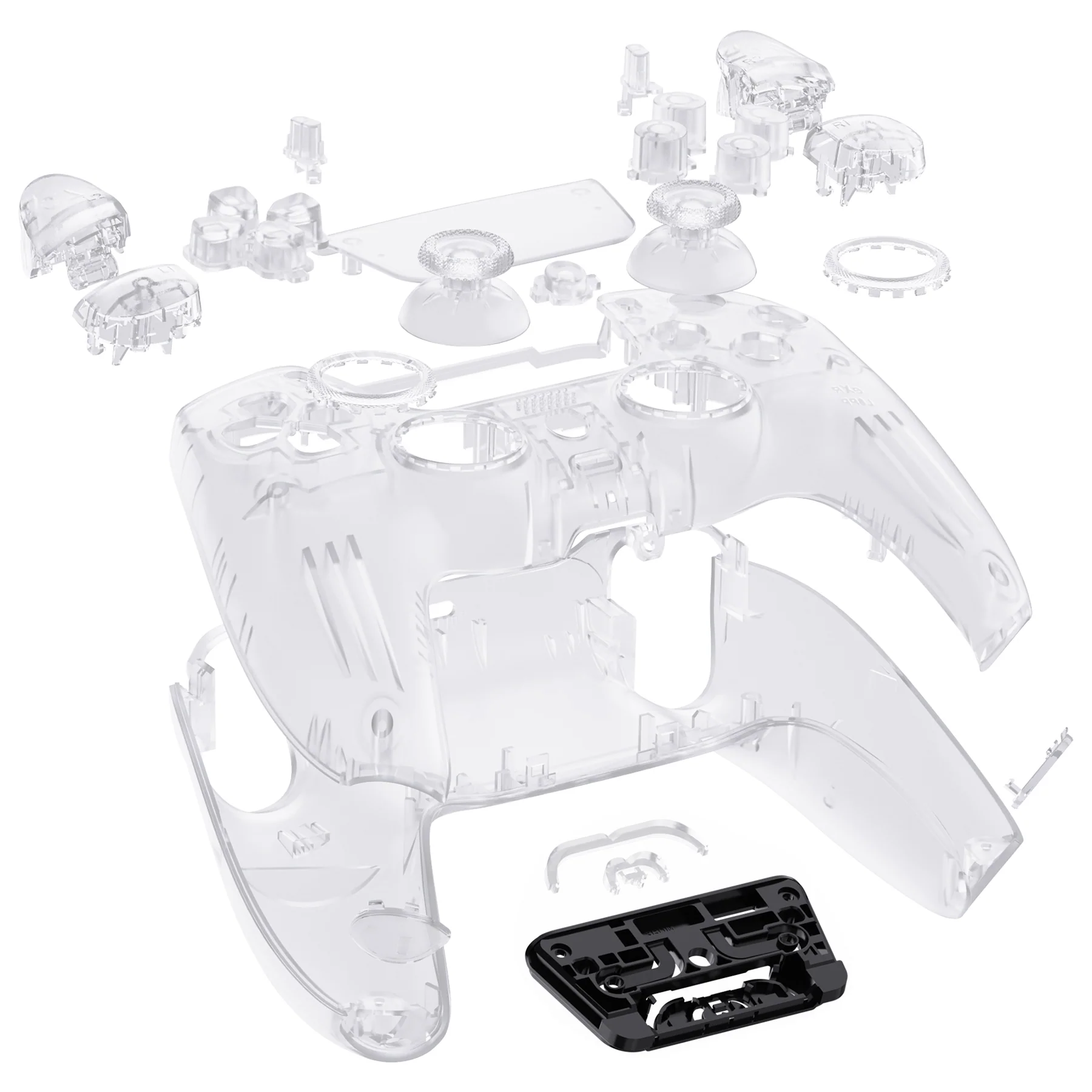 eXtremeRate LUNA Redesigned Replacement Full Set Shells with Buttons Compatible with PS5 Controller BDM-030/040/050 - Clear - Image 8