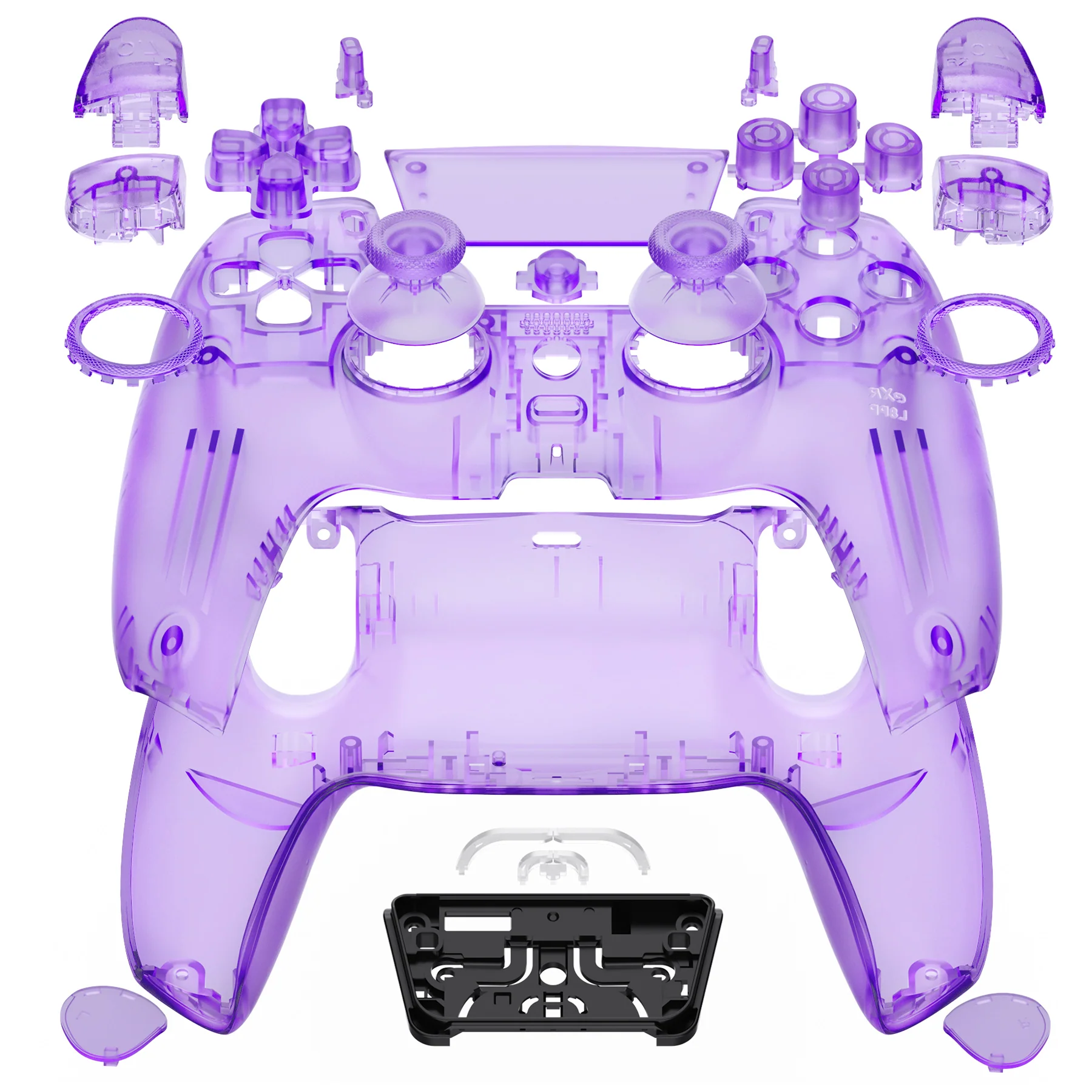 eXtremeRate LUNA Redesigned Replacement Full Set Shells with Buttons Compatible with PS5 Controller BDM-030/040/050 - Clear Atomic Purple - Image 6