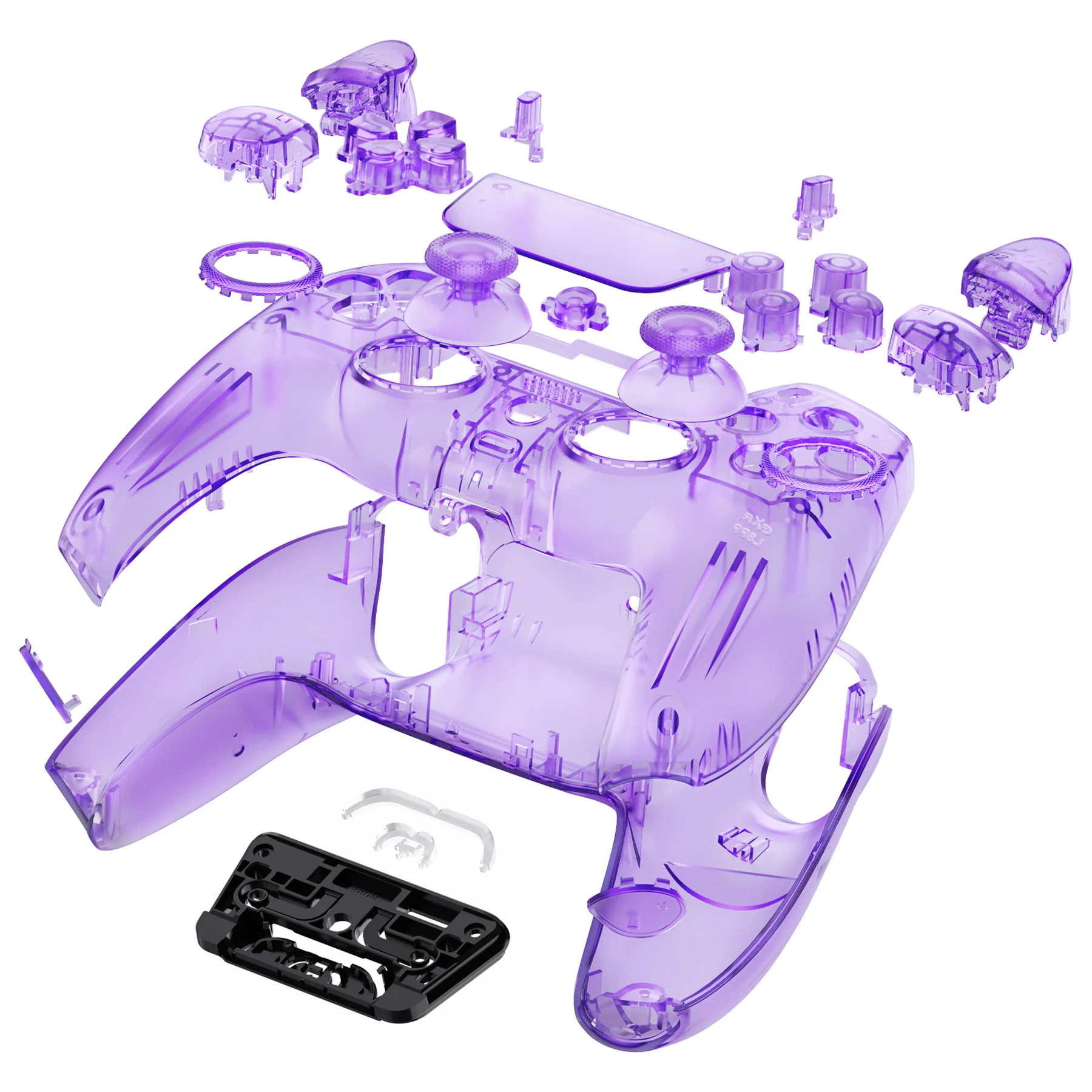 eXtremeRate LUNA Redesigned Replacement Full Set Shells with Buttons Compatible with PS5 Controller BDM-030/040/050 - Clear Atomic Purple - Image 7