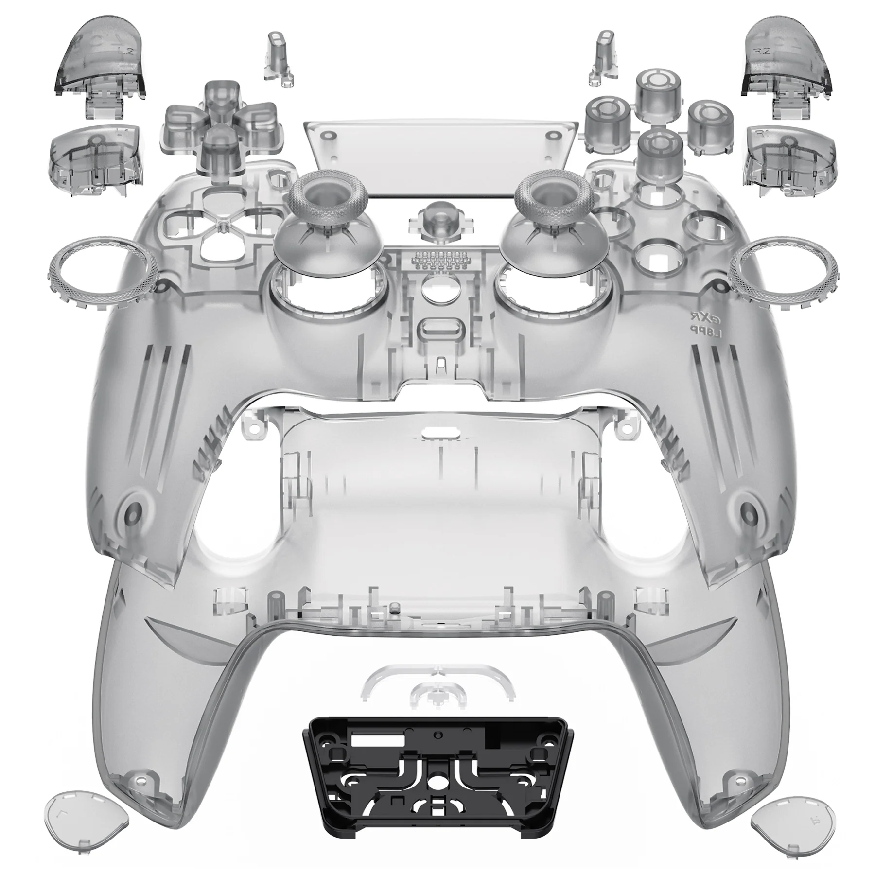 eXtremeRate LUNA Redesigned Replacement Full Set Shells with Buttons Compatible with PS5 Controller BDM-030/040/050 - Clear Black - Image 6