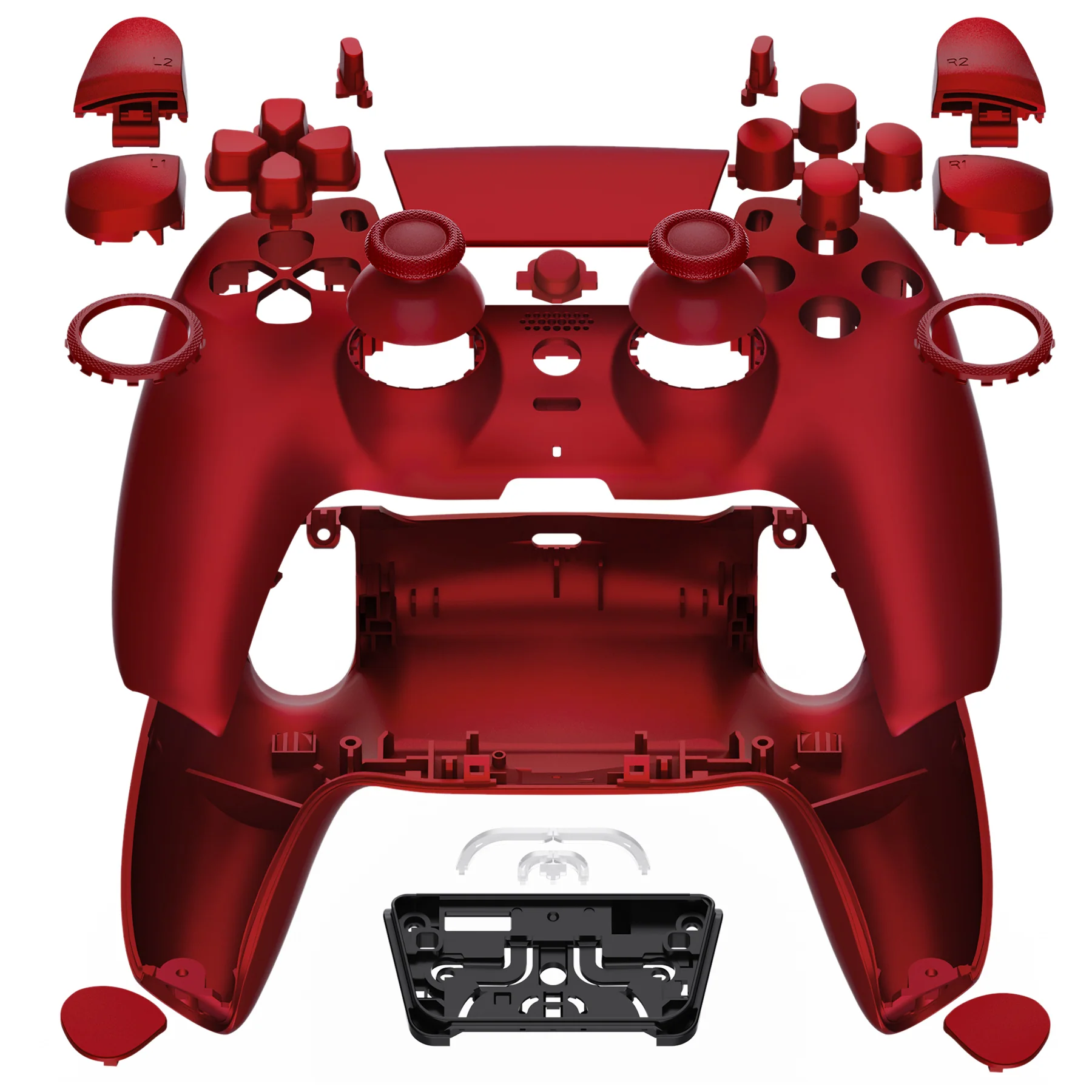 eXtremeRate LUNA Redesigned Replacement Full Set Shells with Buttons Compatible with PS5 Controller BDM-030/040/050 - Scarlet Red - Image 6