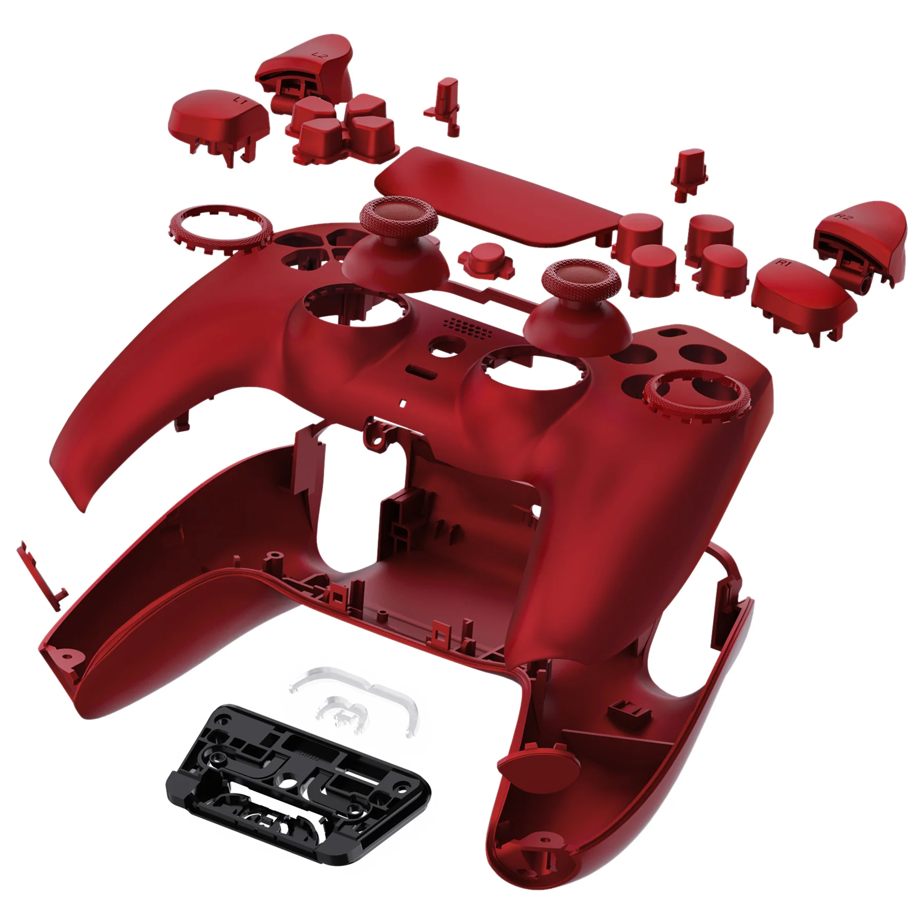 eXtremeRate LUNA Redesigned Replacement Full Set Shells with Buttons Compatible with PS5 Controller BDM-030/040/050 - Scarlet Red - Image 7