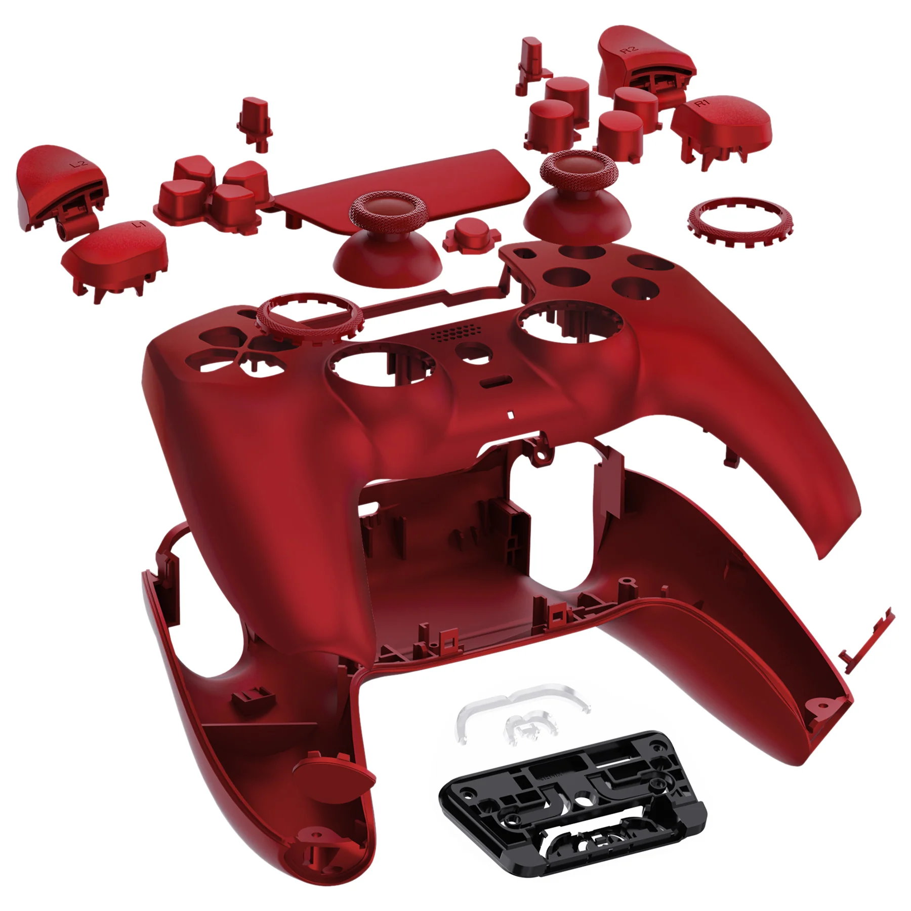 eXtremeRate LUNA Redesigned Replacement Full Set Shells with Buttons Compatible with PS5 Controller BDM-030/040/050 - Scarlet Red - Image 8