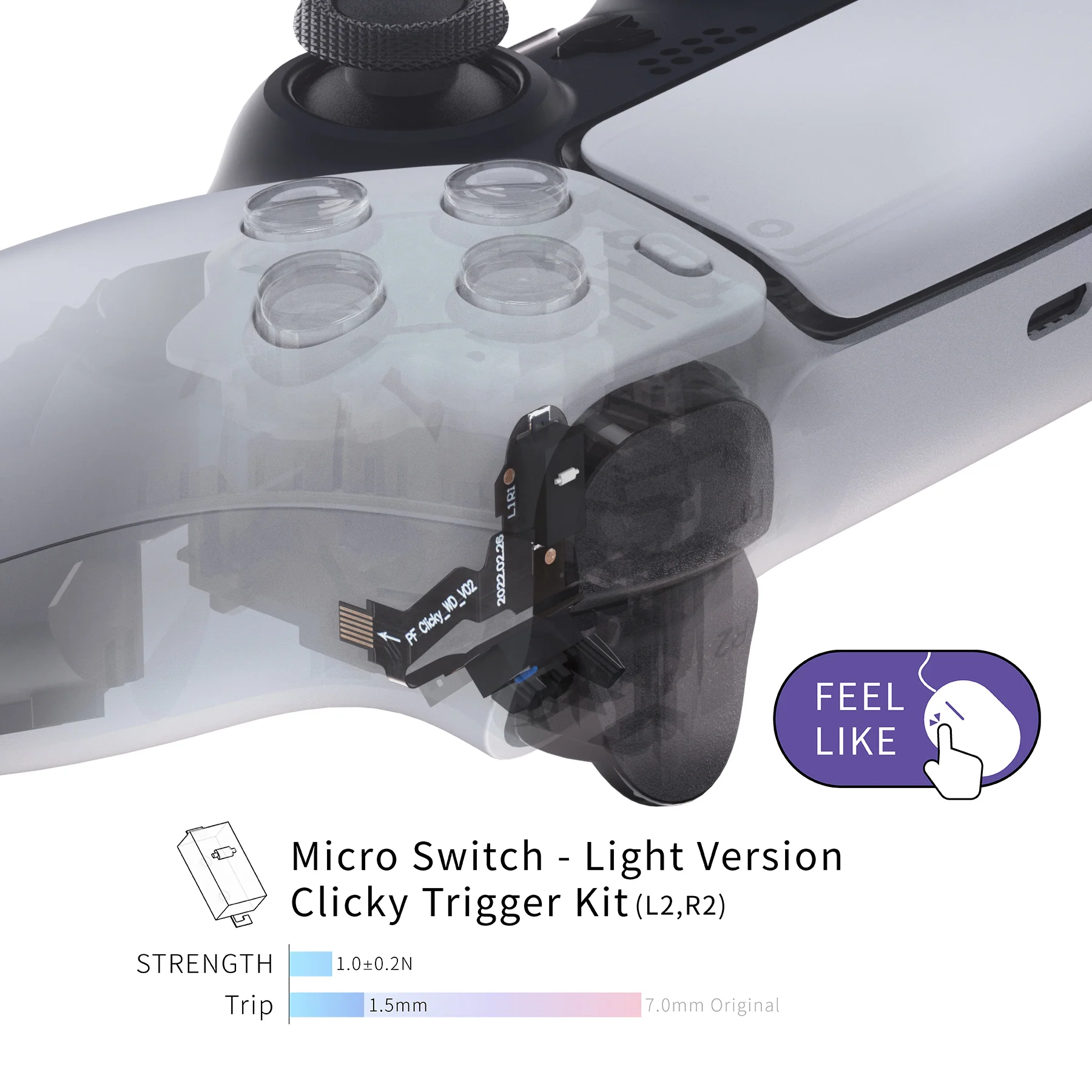 eXtremeRate Micro Switch - Light Version Clicky Hair Trigger Kit for PS5 Controller Shoulder Buttons, Ergonomic Micro Switch Bumper Trigger Buttons Mouse Click for PS5 Controller BDM-010 & BDM-020 - Image 7