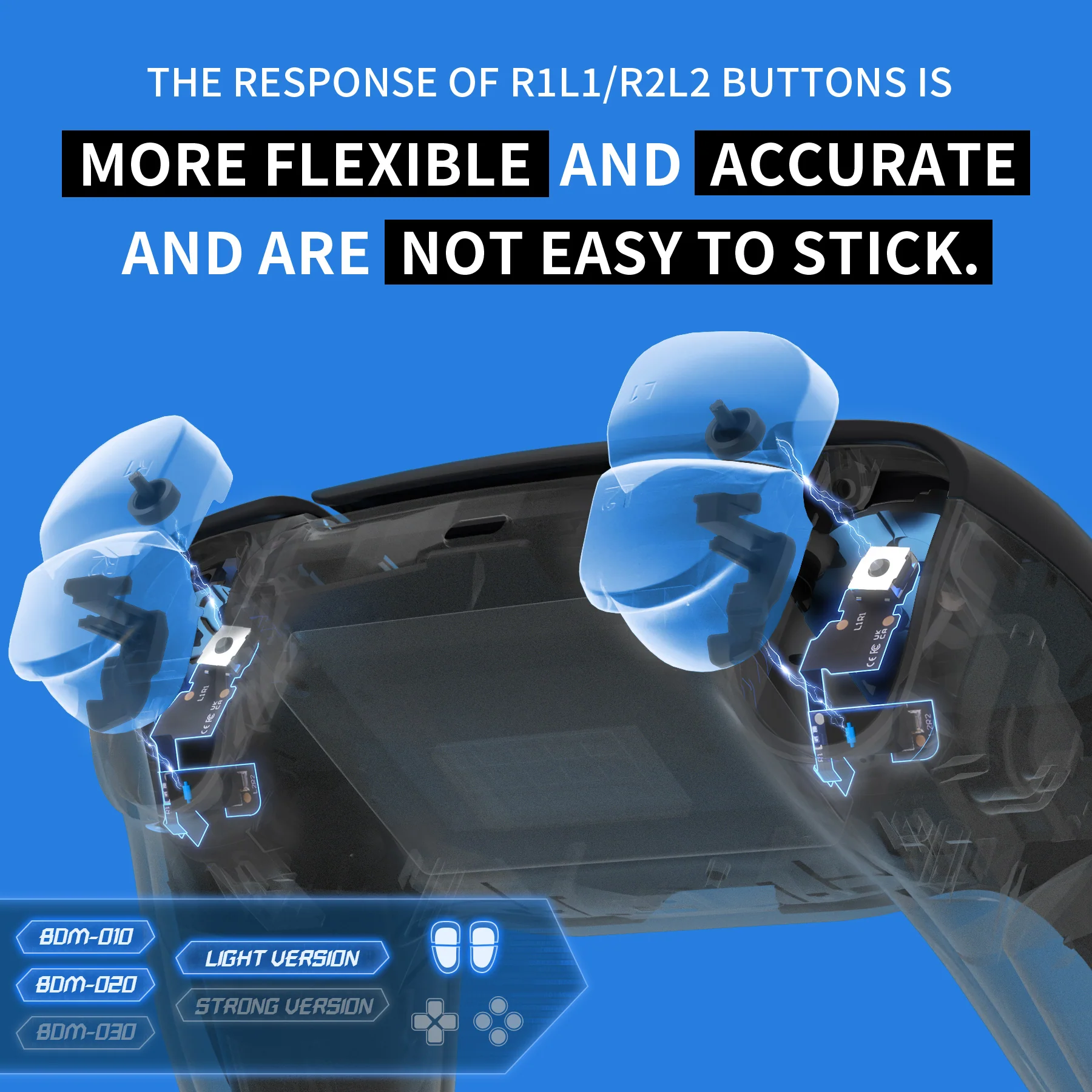 eXtremeRate Micro Switch - Light Version Tactile Clicky Hair Trigger Kit V2 for PS5 Controller BDM-010/020 Shoulder Buttons, Ergonomic Micro Switches L2R2 Tactile L1R1 Mouse Click for PS5 Controller - Image 6