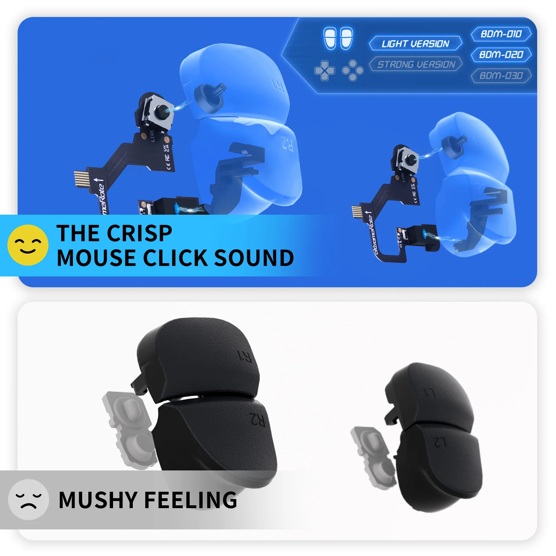 eXtremeRate Micro Switch - Light Version Tactile Clicky Hair Trigger Kit V2 for PS5 Controller BDM-010/020 Shoulder Buttons, Ergonomic Micro Switches L2R2 Tactile L1R1 Mouse Click for PS5 Controller - Image 7