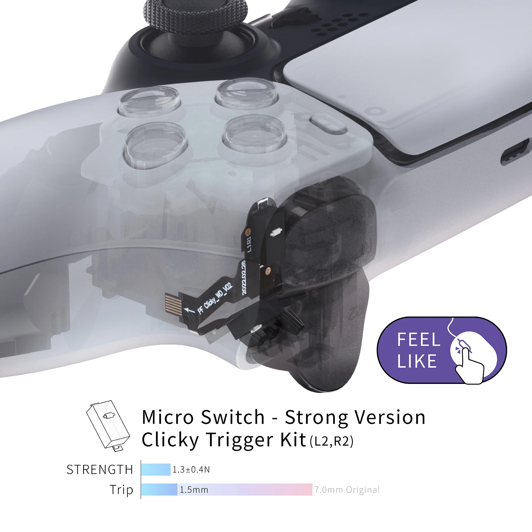 eXtremeRate Micro Switch - Strong Version Clicky Hair Trigger Kit for PS5 Controller Shoulder Buttons, Ergonomic Micro Switch Bumper Trigger Buttons Mouse Click for PS5 Controller BDM-010 & BDM-020 - Image 6
