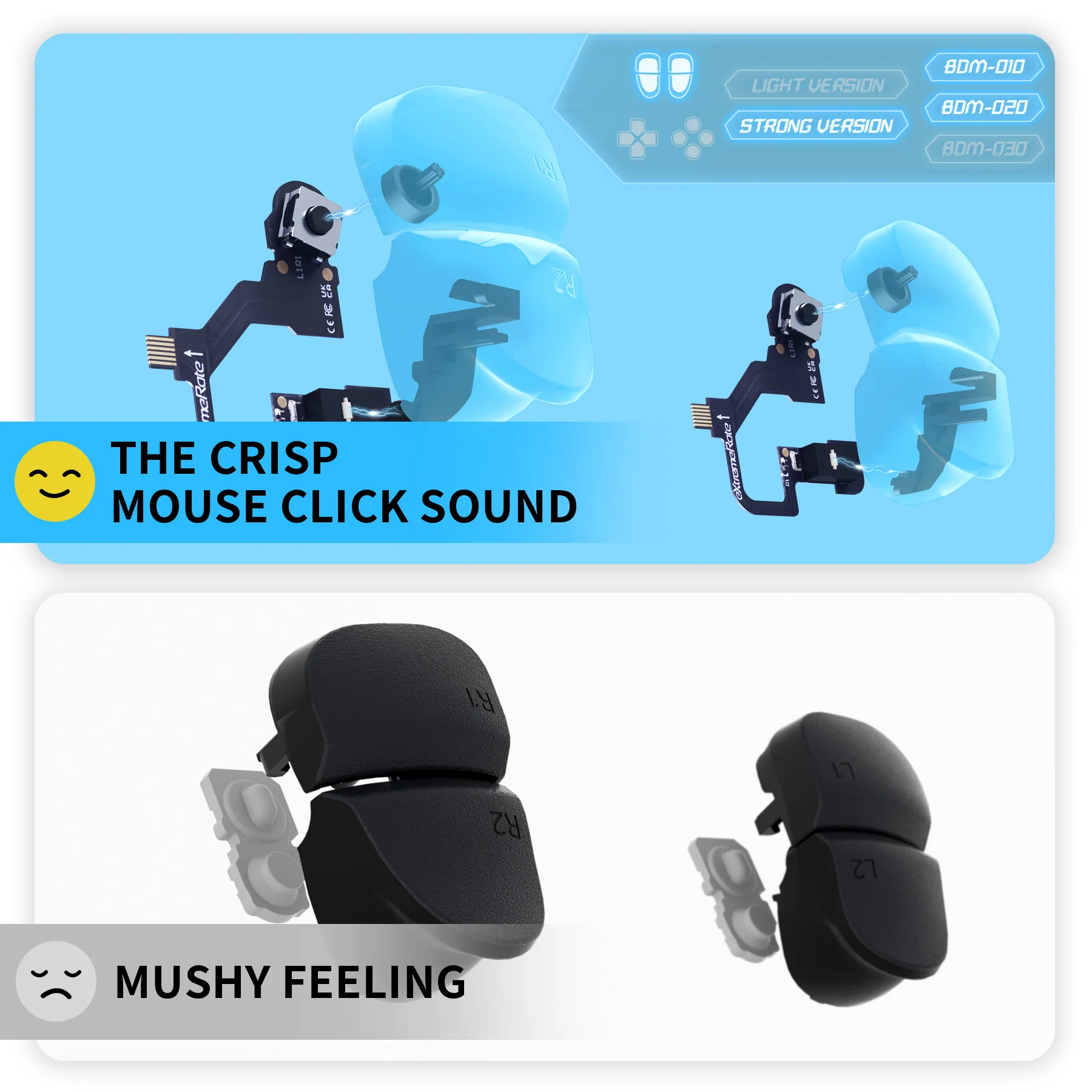 eXtremeRate Micro Switch - Strong Version Tactile Clicky Hair Trigger Kit V2 for PS5 Controller BDM-010/020 Shoulder Buttons, Ergonomic Micro Switches L2R2 Tactile L1R1 Mouse Click for PS5 Controller - Image 7